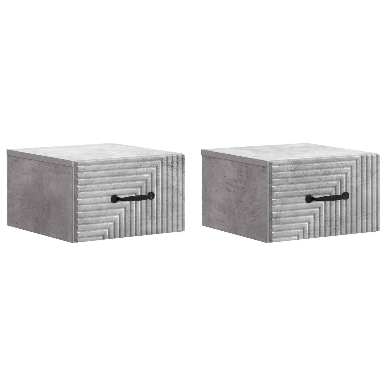Cabinet de chevet mural 2 pc Gris béton 34,5 x 33 x 20 cm - XIOS