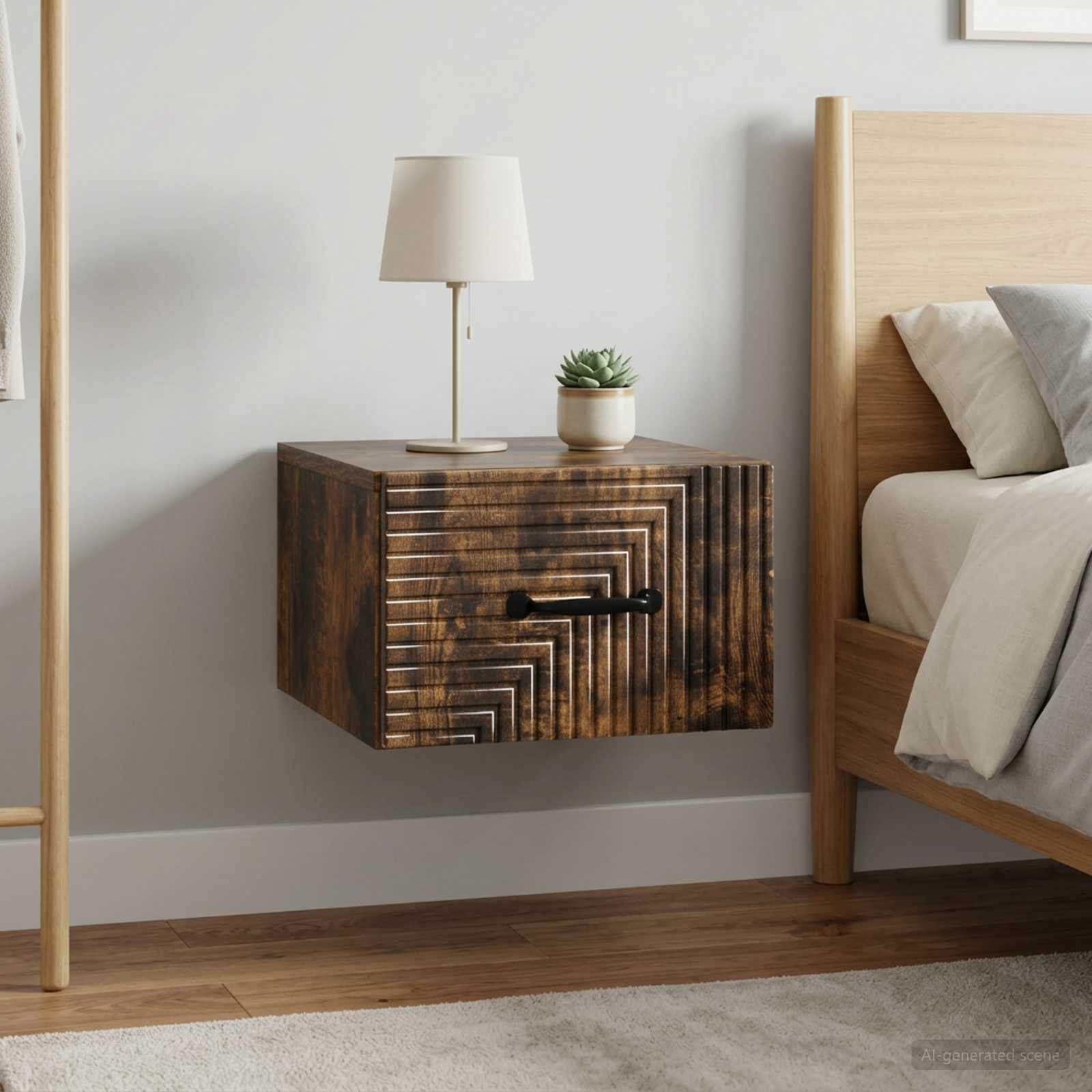 Cabinet de chevet mural 2 pc Chêne fumé 34,5 x 33 x 20 cm - XIOS
