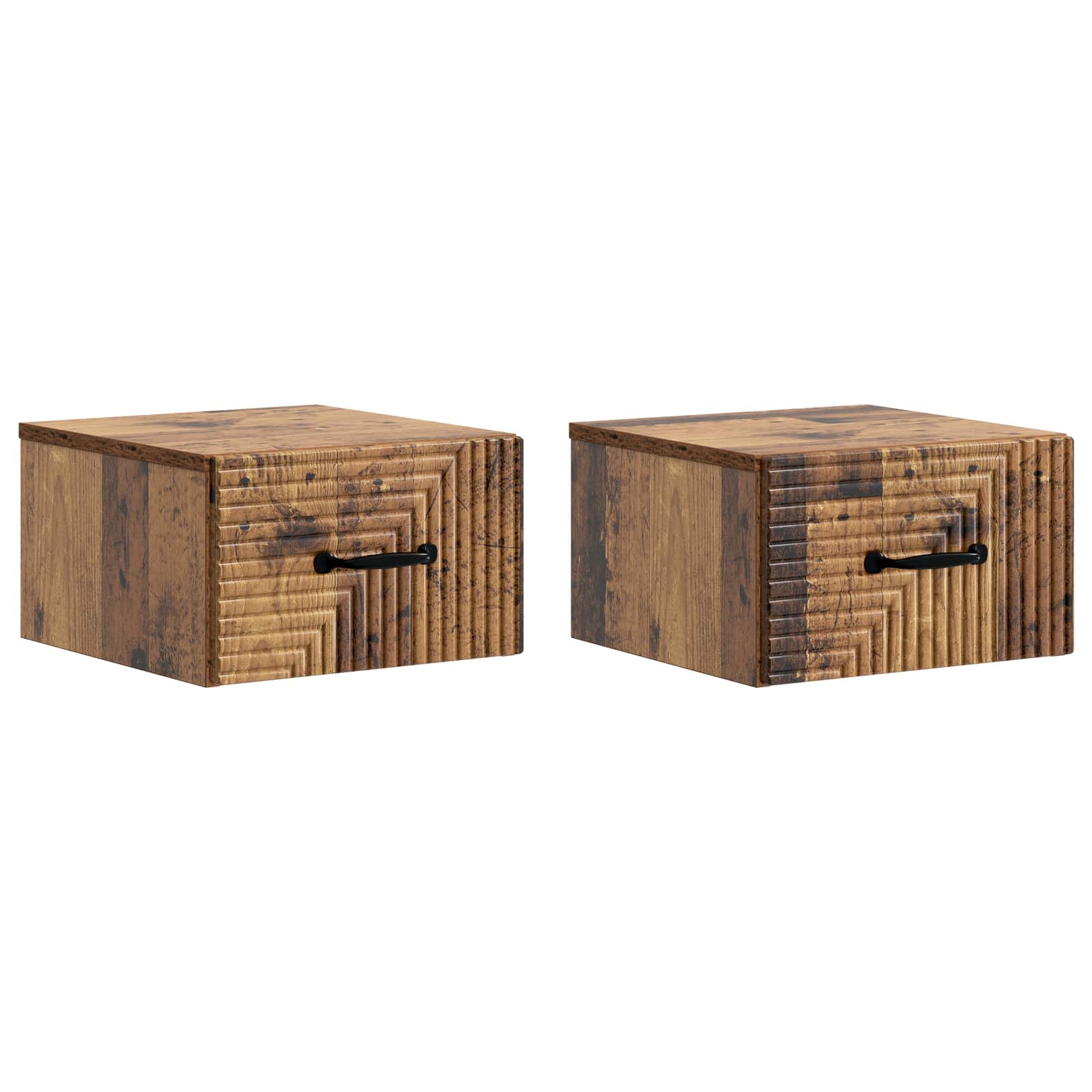 Cabinet de chevet mural 2 pc Bois ancien 34,5 x 33 x 20 cm - XIOS