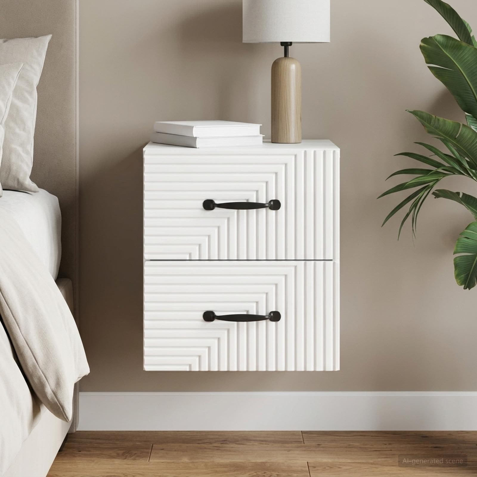 Cabinet de chevet mural Blanc brillant 34,5 x 33 x 40 cm - XIOS