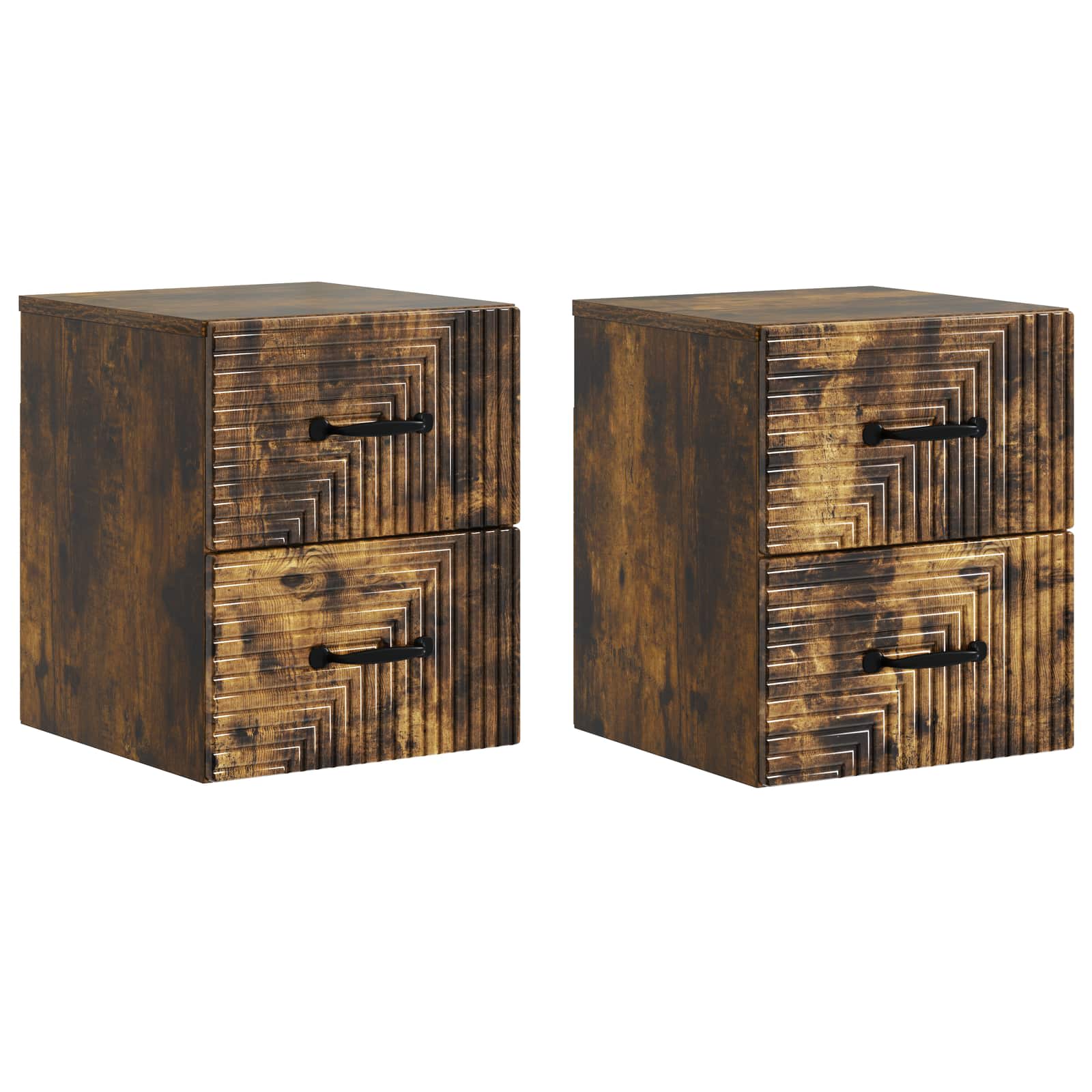Cabinet de chevet mural 2 pcs Chêne fumé 34,5 x 33 x 40 cm - XIOS