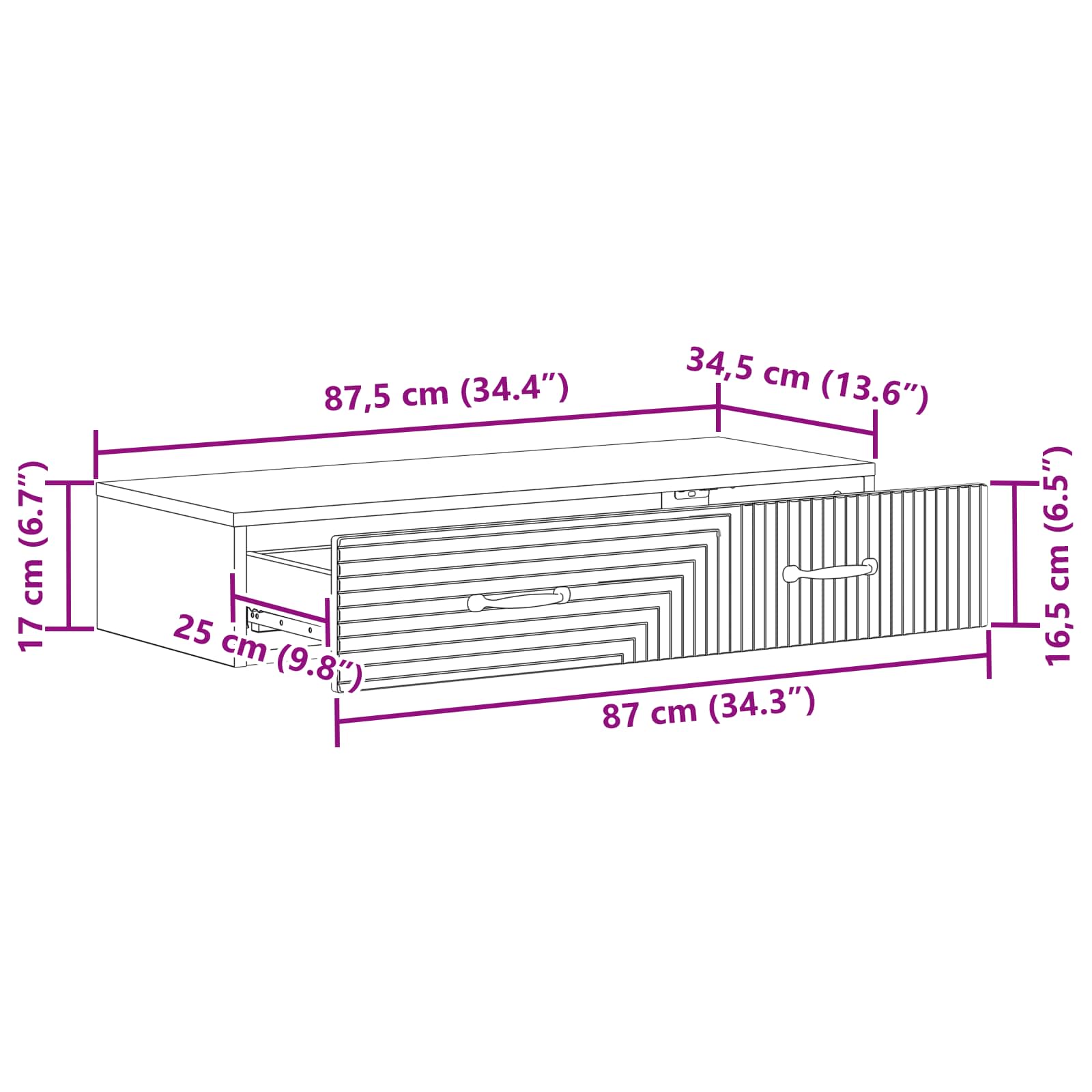 Table d'appoint murale Noir 87,5 x 34,5 x 17 cm - XIOS