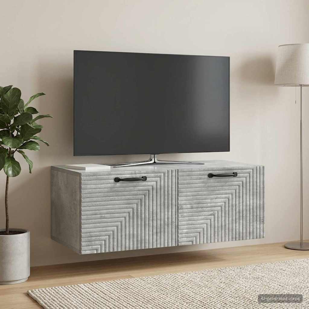 Meuble TV mural Gris béton 78,5 x 41 x 30 cm Bois d'ingénierie - XIOS