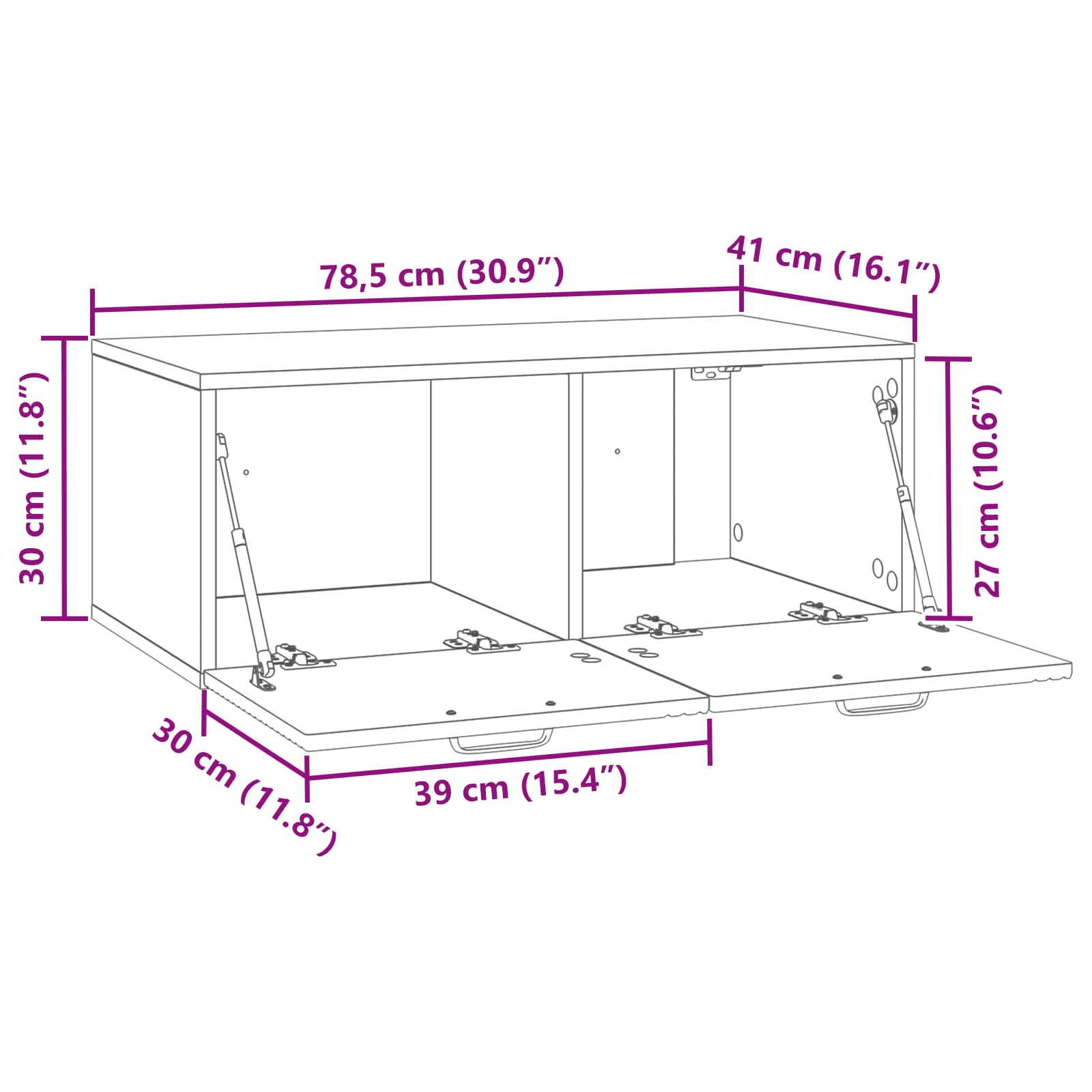 Meuble TV mural Montage mural Blanc brillant 78,5 x 41 x 30 cm - XIOS