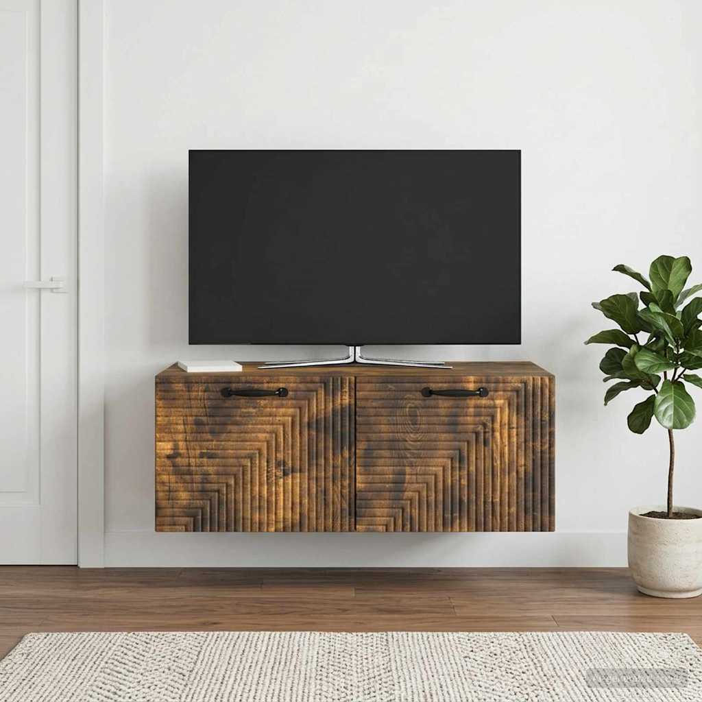 Meuble TV mural Chêne fumé 78,5 x 41 x 30 cm Bois d'ingénierie - XIOS