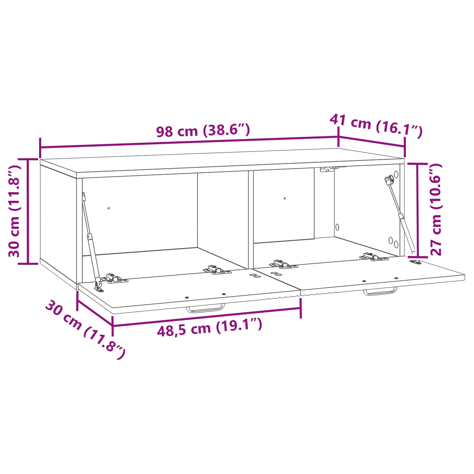 Meuble TV mural Noir 98 x 41 x 30 cm Bois d'ingénierie - XIOS