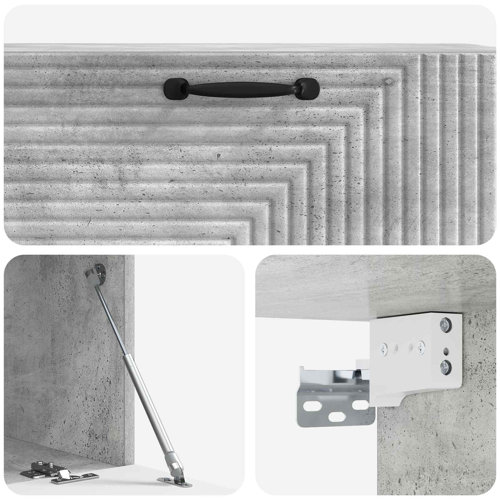 Meuble TV mural Gris béton 98 x 41 x 30 cm Bois d'ingénierie - XIOS