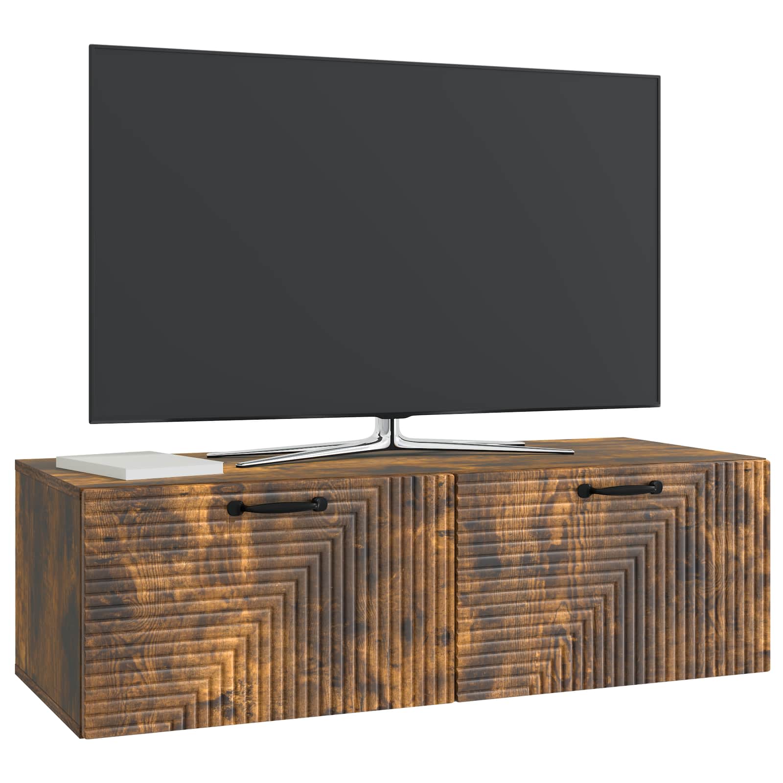 Meuble TV mural Chêne fumé 98 x 41 x 30 cm Bois d'ingénierie - XIOS