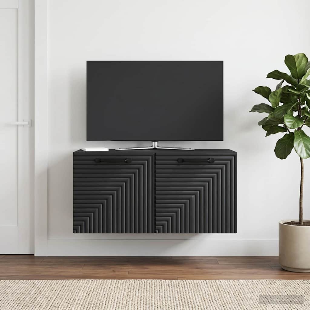 Meuble TV mural Noir 59,5 x 31 x 30 cm Bois d'ingénierie - XIOS