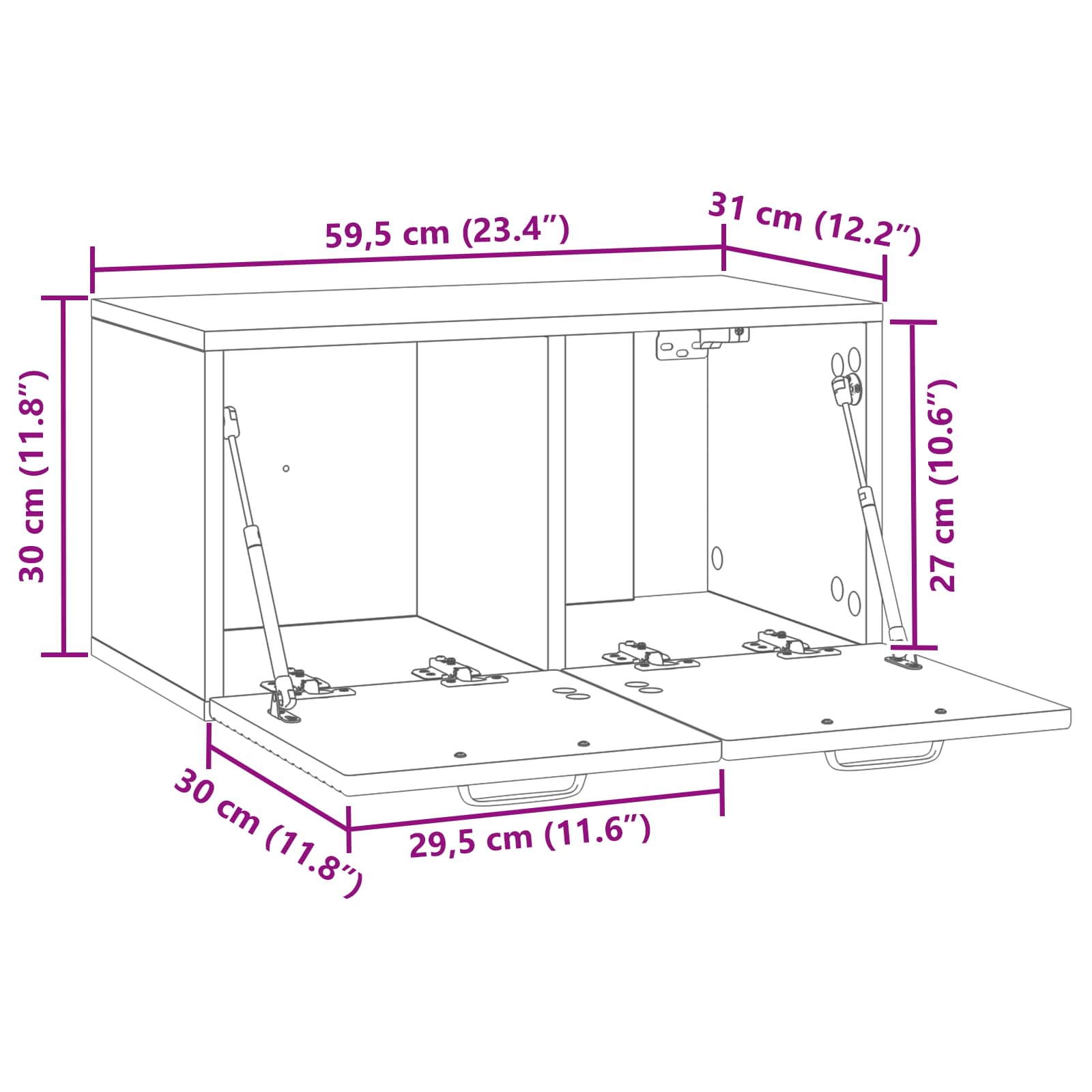 Meuble TV mural Montage mural Blanc brillant 59,5 x 31 x 30 cm - XIOS