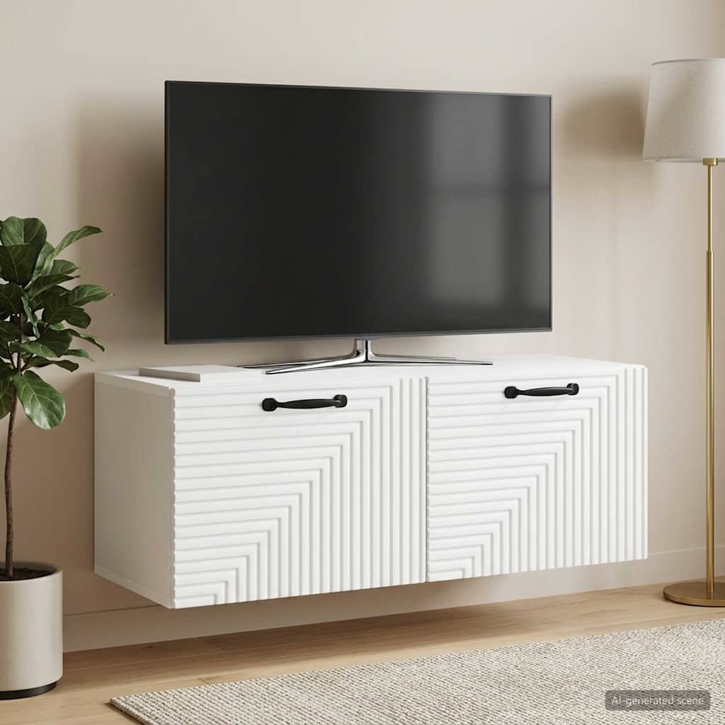 Meuble TV mural Blanc 78,5 x 31 x 30 cm Bois d'ingénierie - XIOS