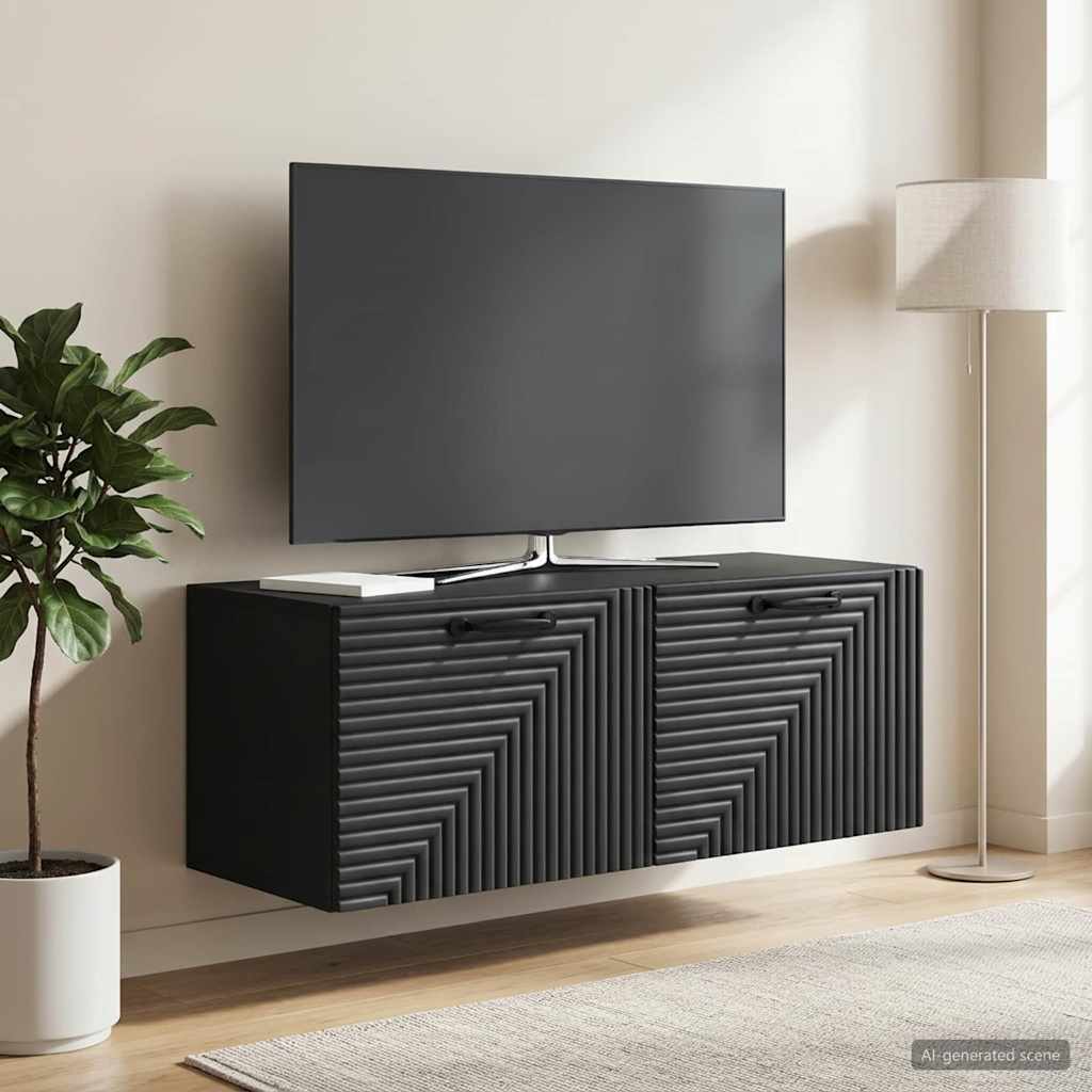 Meuble TV mural Noir 78,5 x 31 x 30 cm Bois d'ingénierie - XIOS