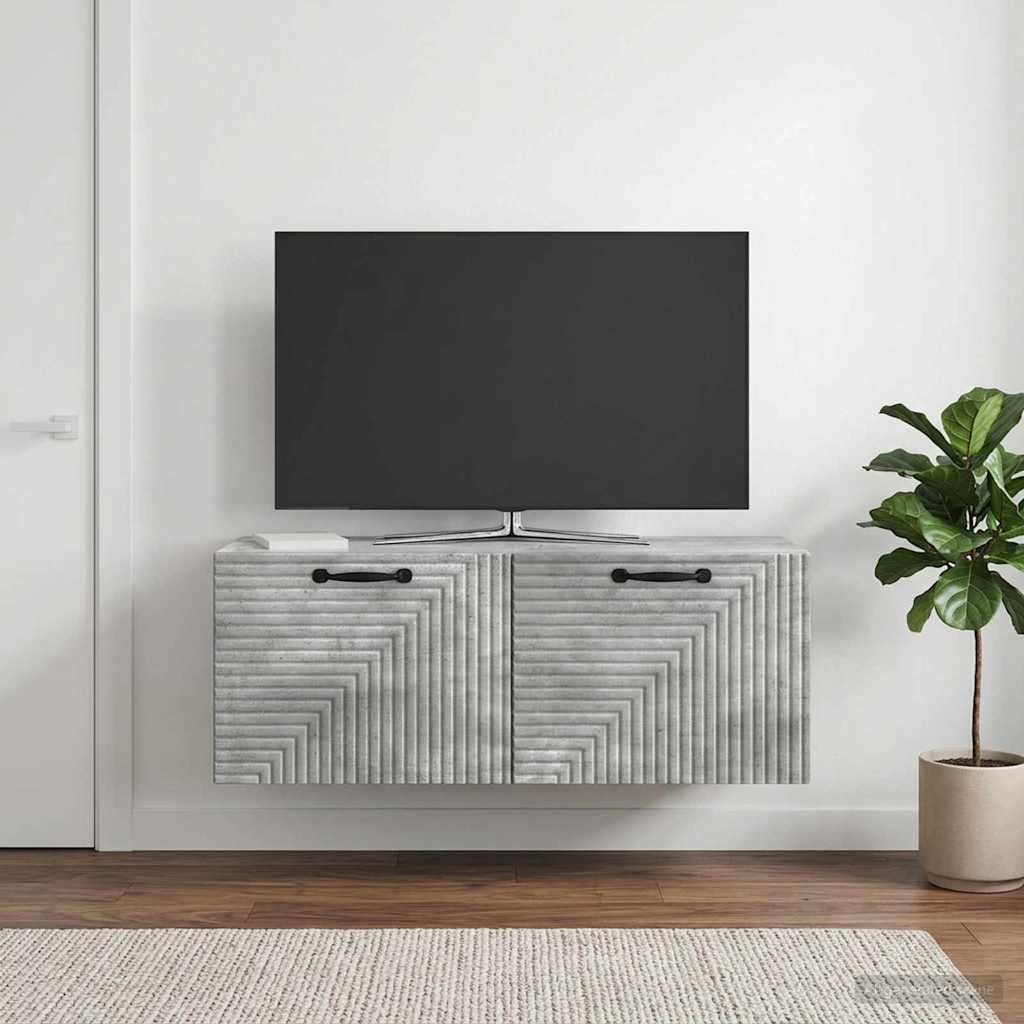 Meuble TV mural Gris béton 78,5 x 31 x 30 cm Bois d'ingénierie - XIOS