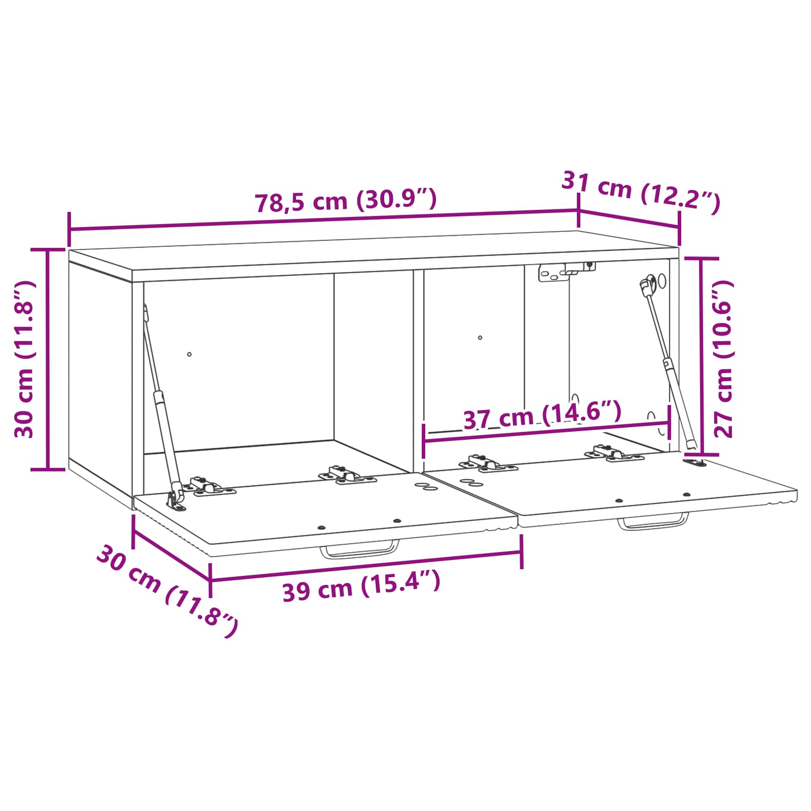 Meuble TV mural Montage mural Blanc brillant 78,5 x 31 x 30 cm - XIOS