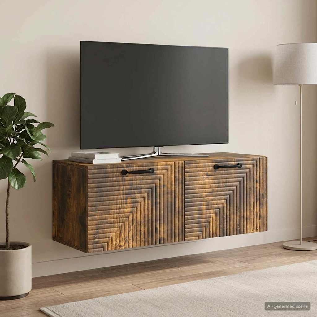 Meuble TV mural Chêne fumé 78,5 x 31 x 30 cm Bois d'ingénierie - XIOS