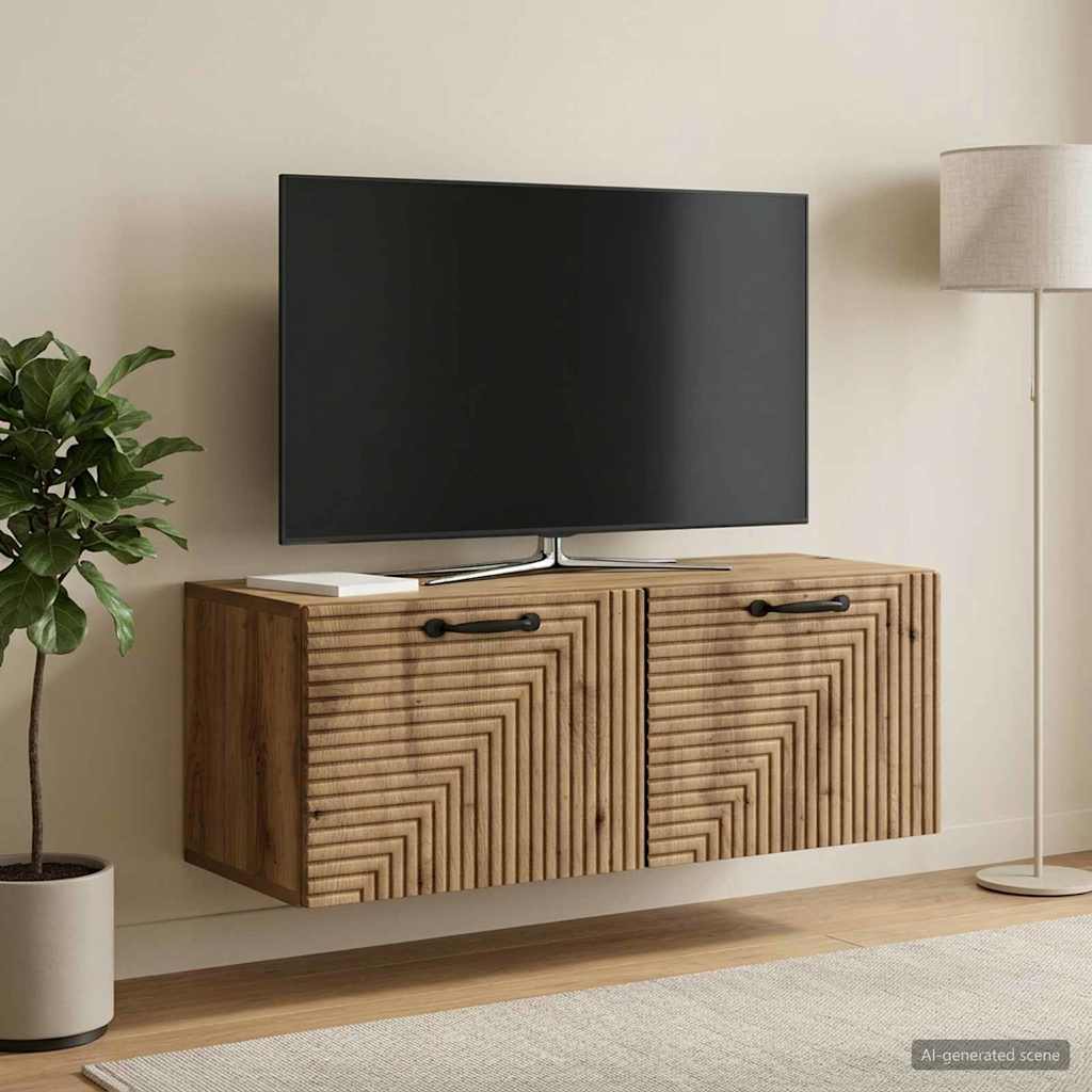 Meuble TV mural 78,5 x 31 x 30 cm Chêne artisanal - XIOS