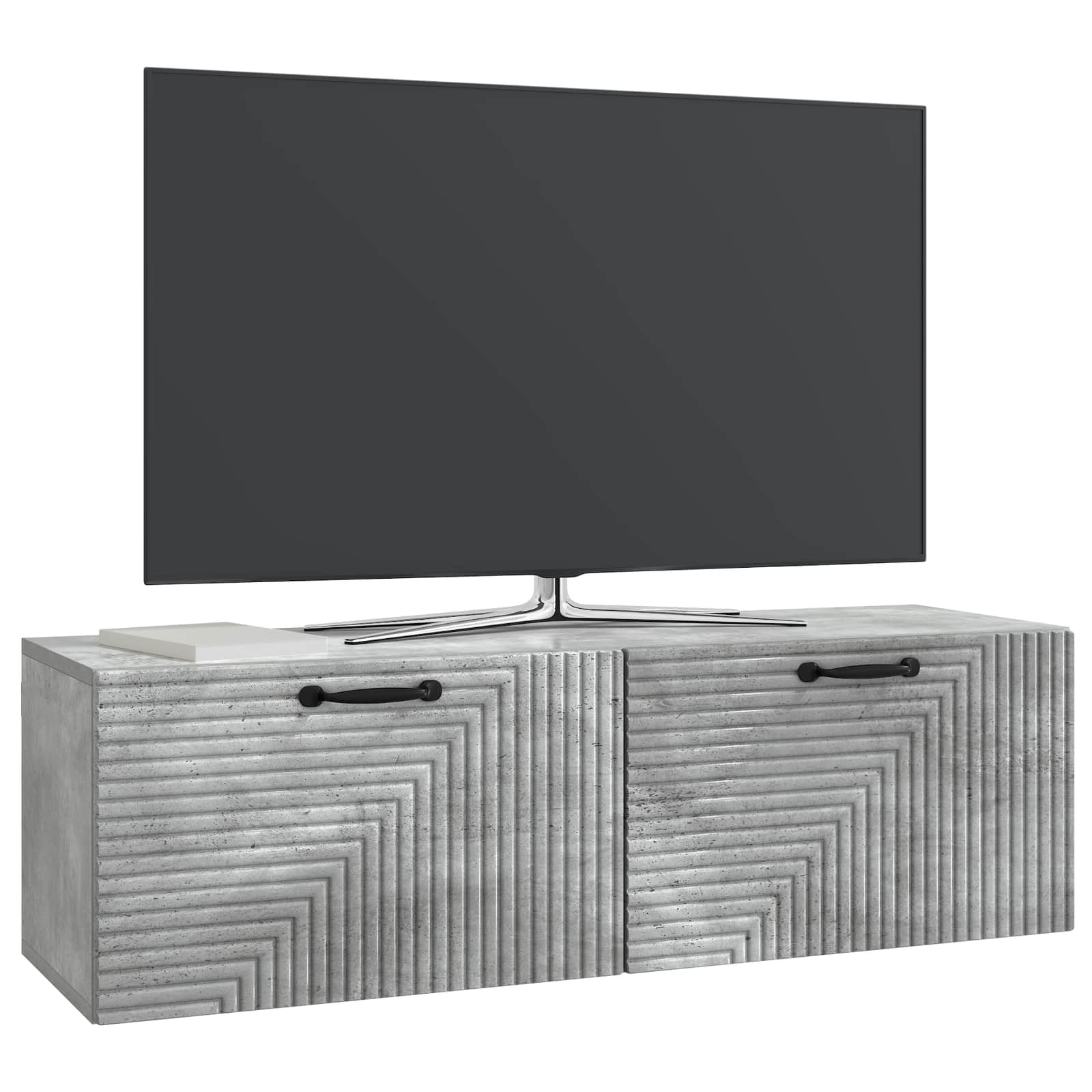 Meuble TV mural Gris béton 98 x 31 x 30 cm Bois d'ingénierie - XIOS