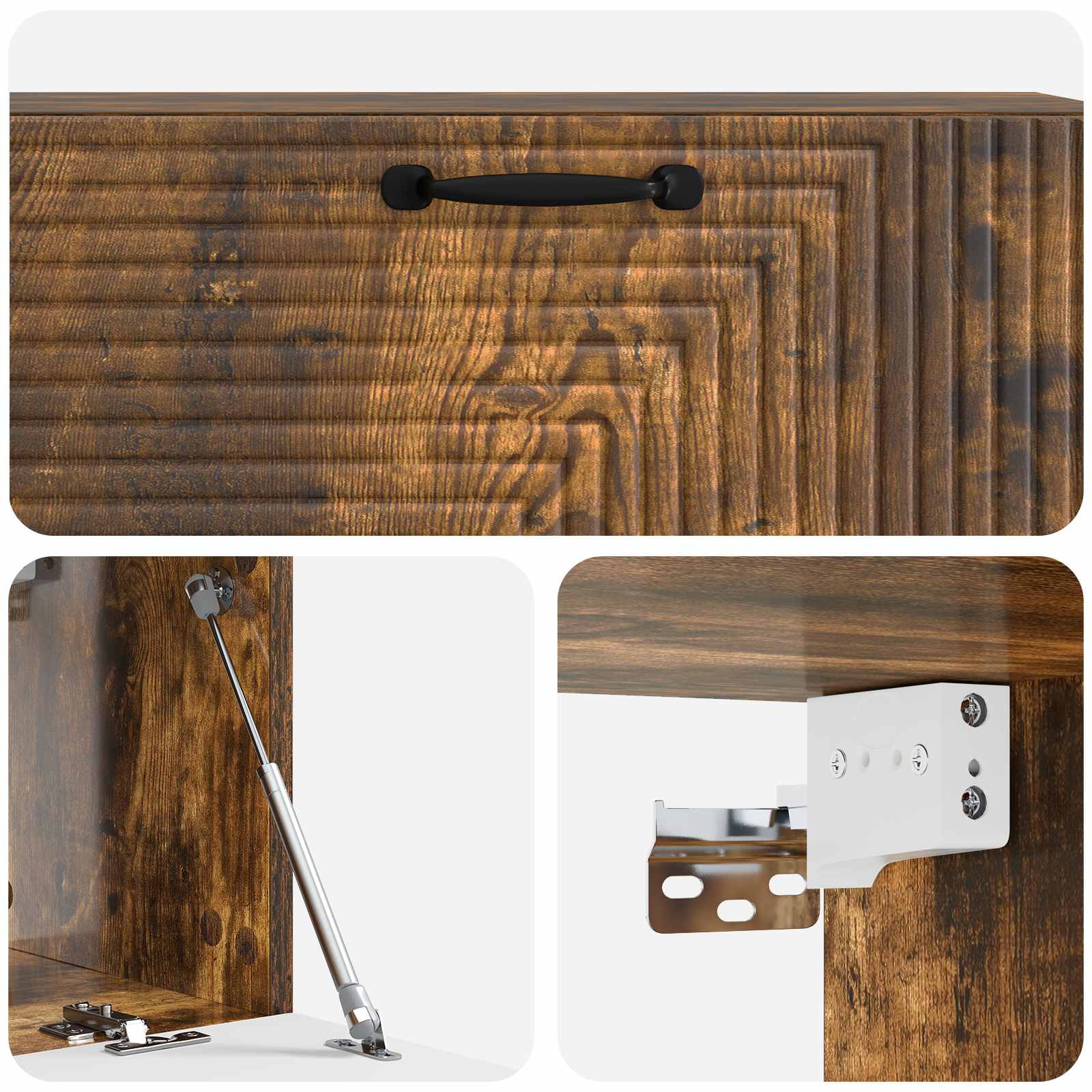 Meuble TV mural Chêne fumé 98 x 31 x 30 cm Bois d'ingénierie - XIOS