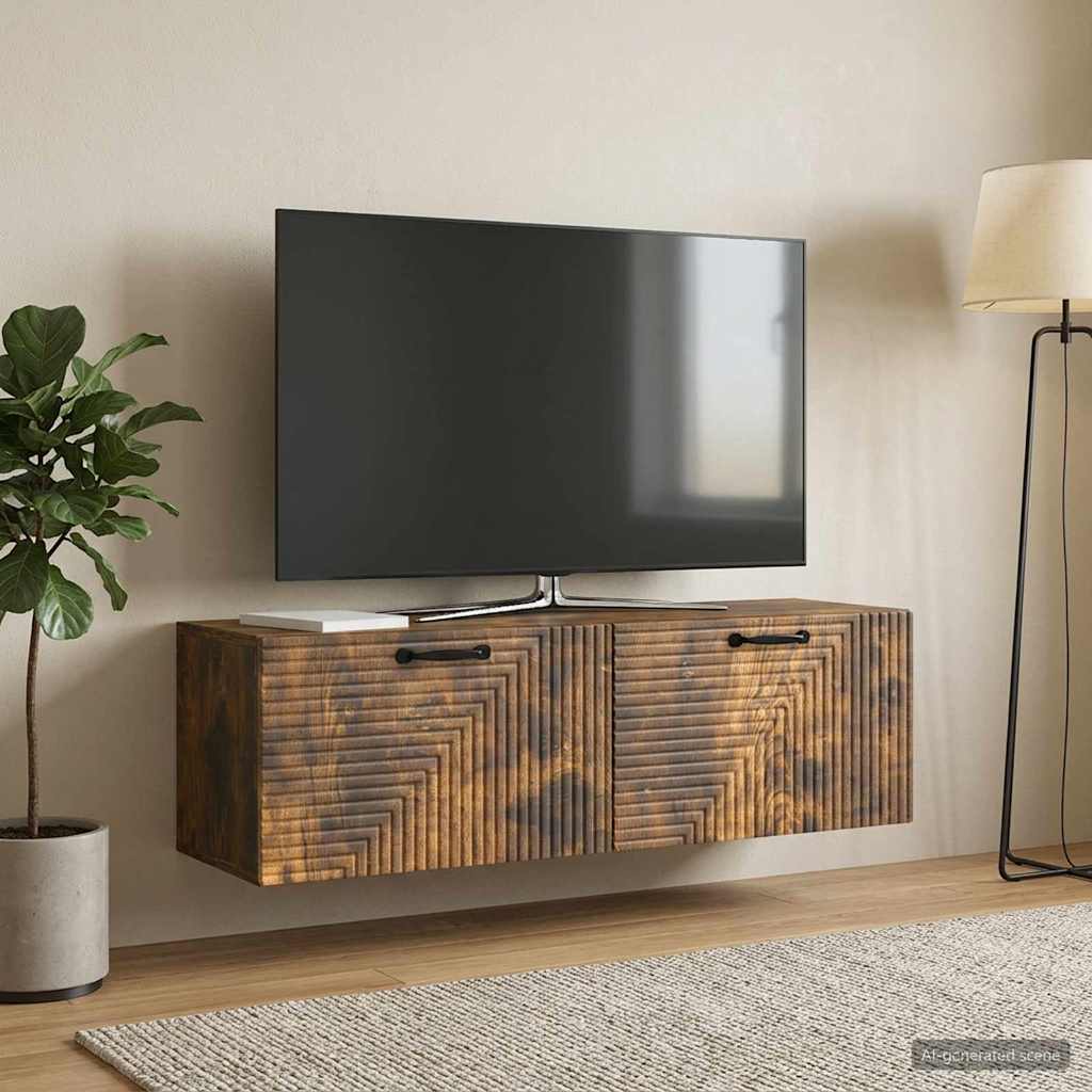 Meuble TV mural Chêne fumé 98 x 31 x 30 cm Bois d'ingénierie - XIOS