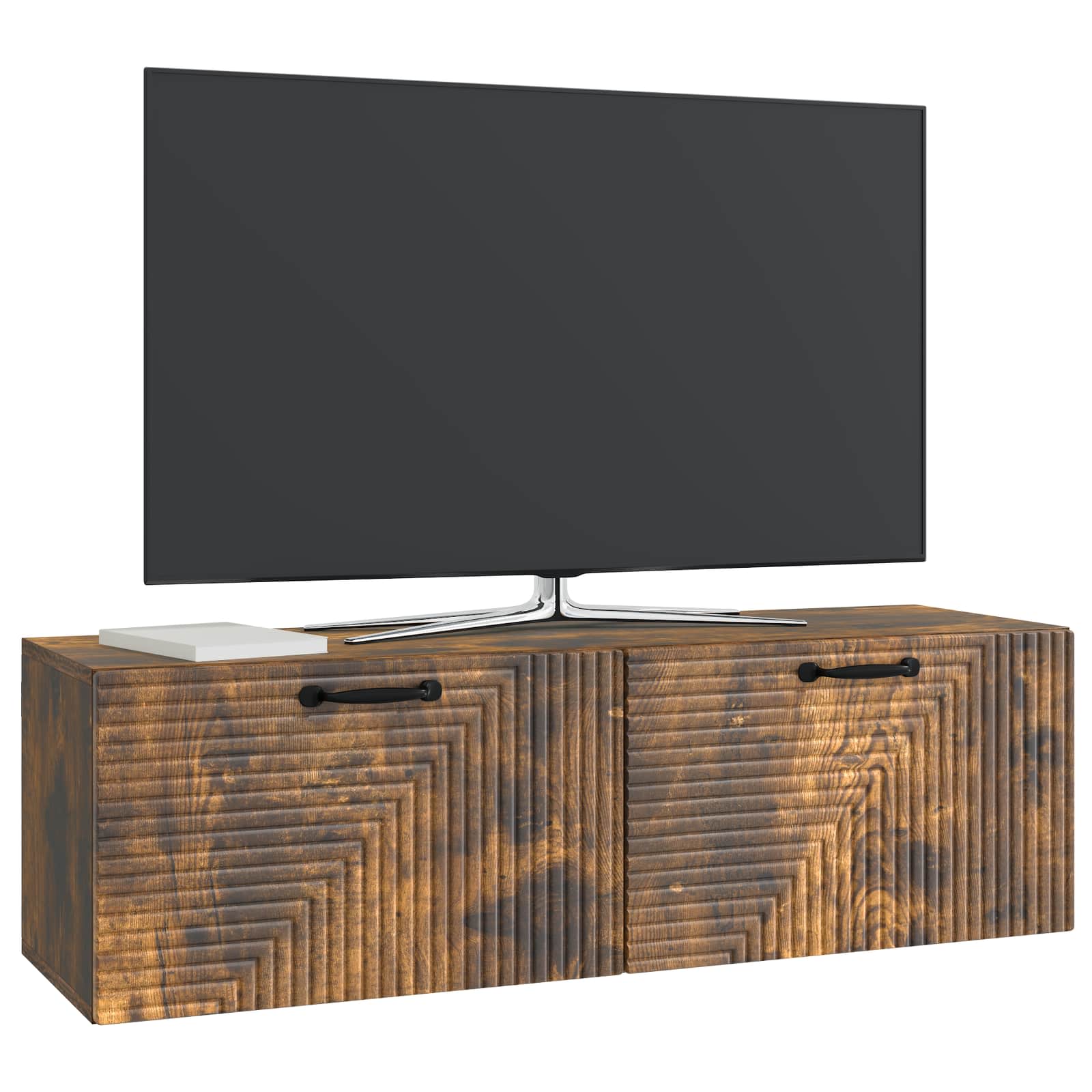Meuble TV mural Chêne fumé 98 x 31 x 30 cm Bois d'ingénierie - XIOS