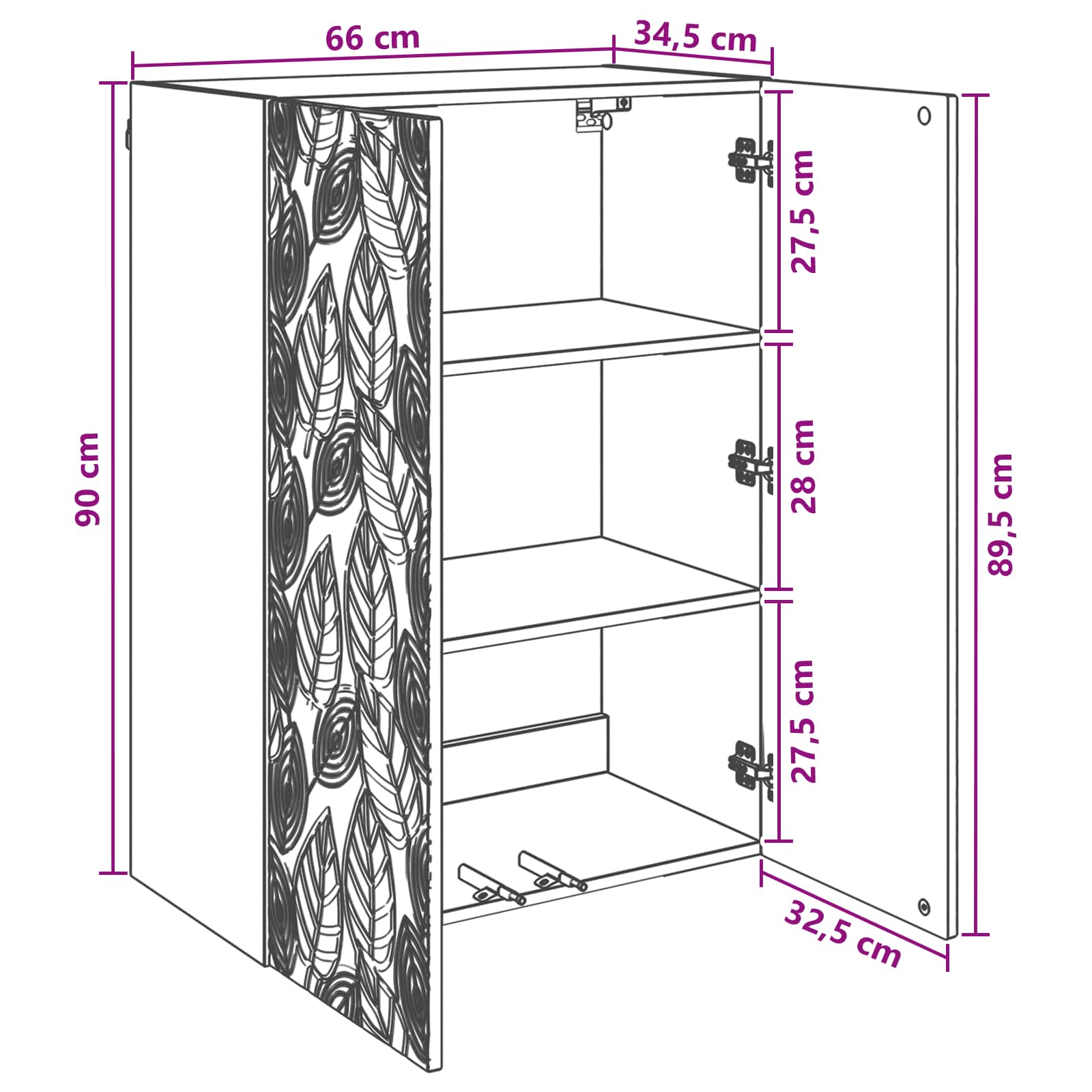 Armoire Murale Chêne artisanal 66 x 34,5 x 90 cm