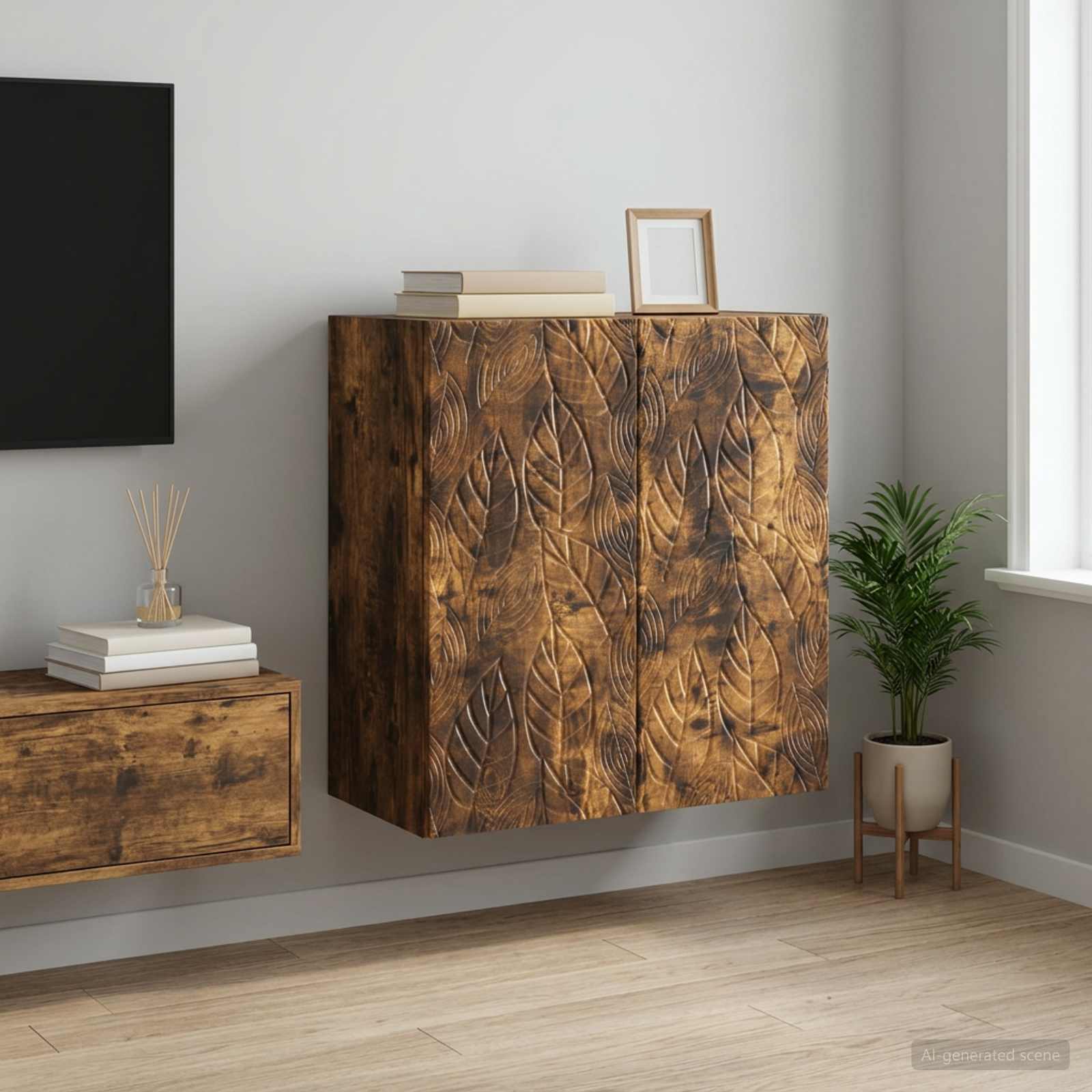 Armoire Murale Chêne fumé 59 x 31 x 60 cm Bois d'ingénierie - XIOS