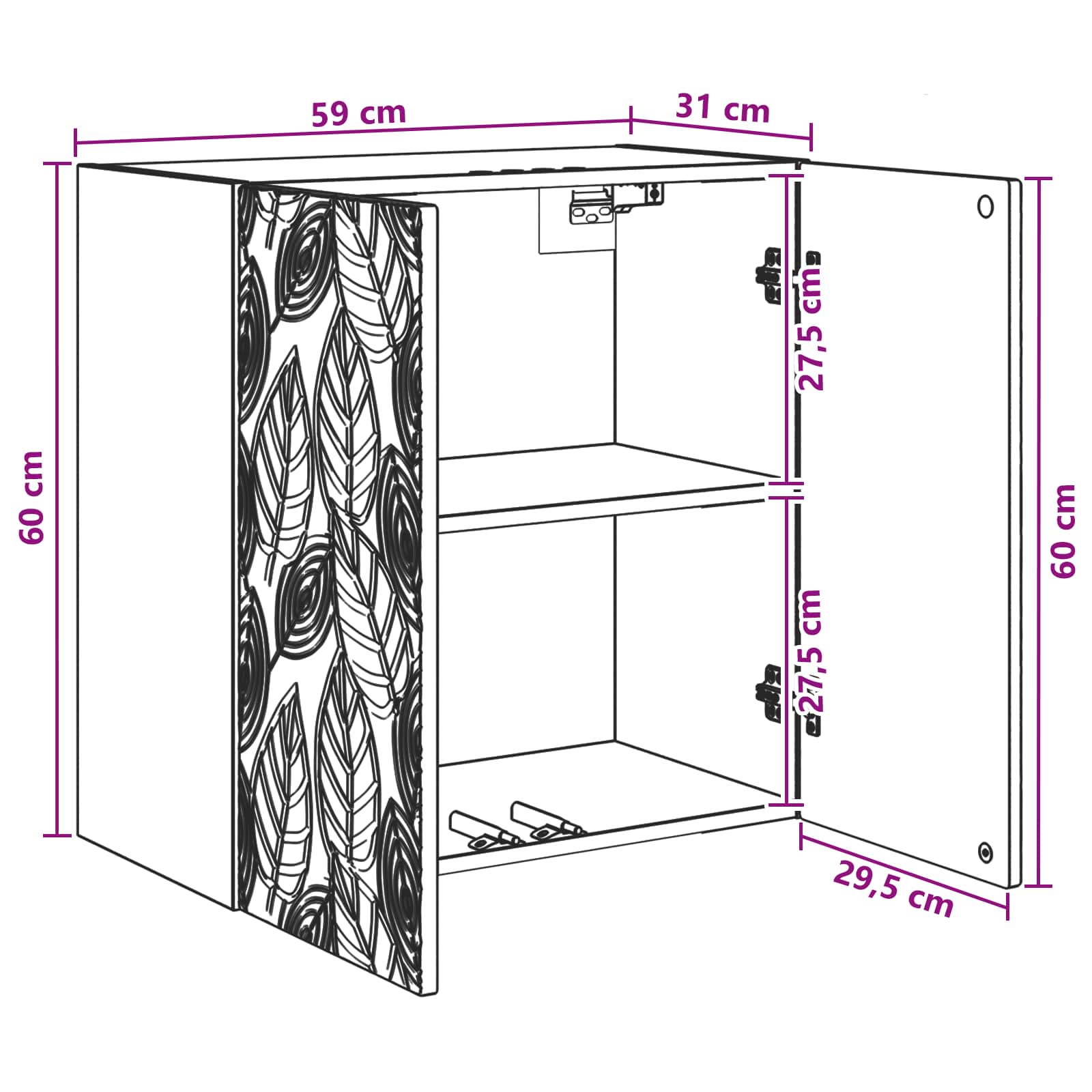 Armoire Murale Chêne fumé 59 x 31 x 60 cm Bois d'ingénierie - XIOS