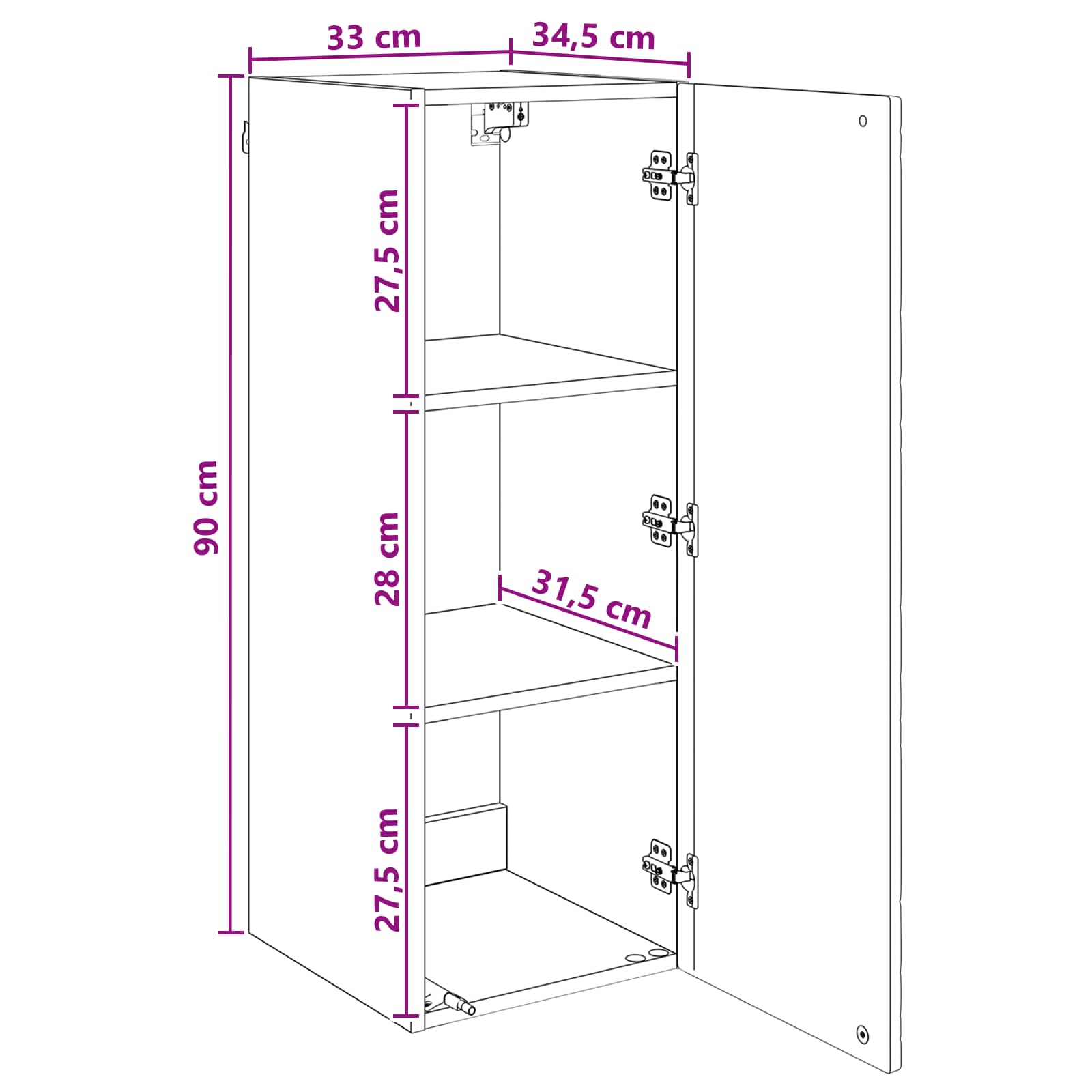 Armoire Murale Noir 33 x 34,5 x 90 cm Bois d'ingénierie - XIOS