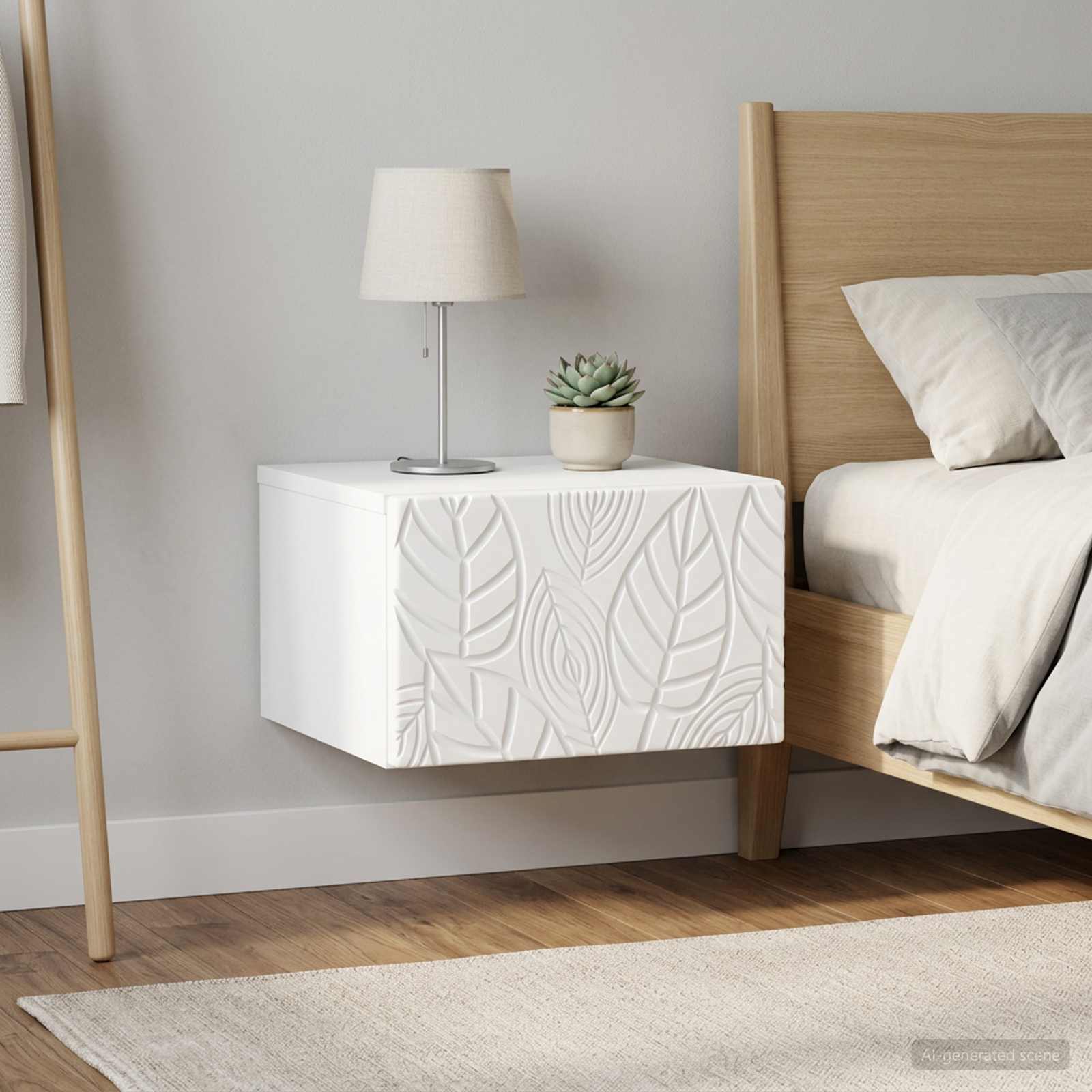 Cabinet de chevet mural 2 pc Blanc 49 x 34,5 x 20 cm