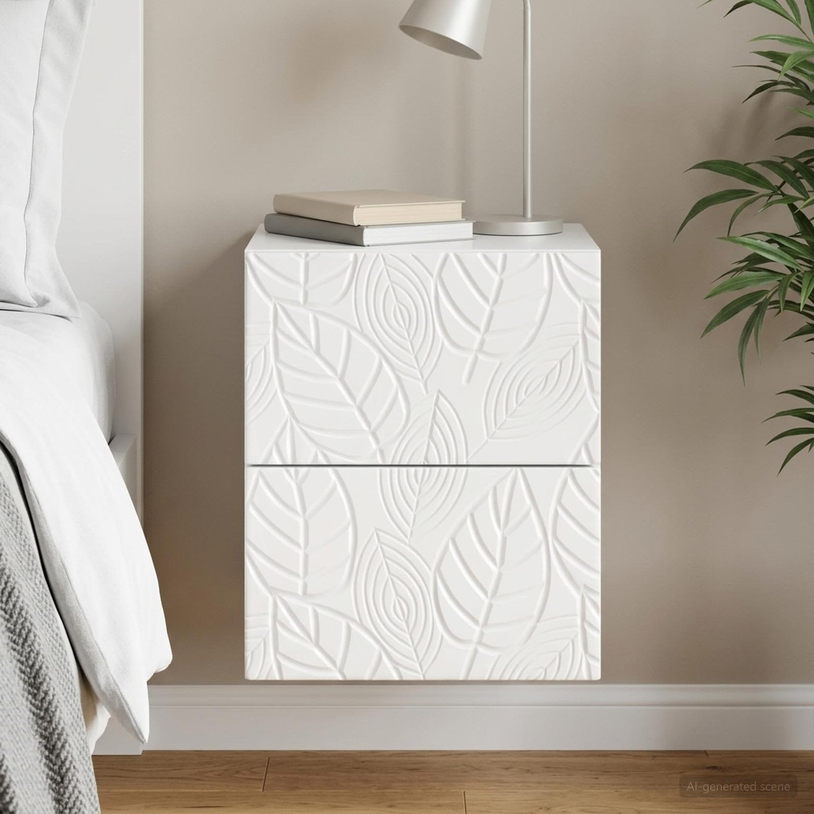 Cabinet de chevet mural Blanc brillant 34,5 x 33 x 40 cm - XIOS