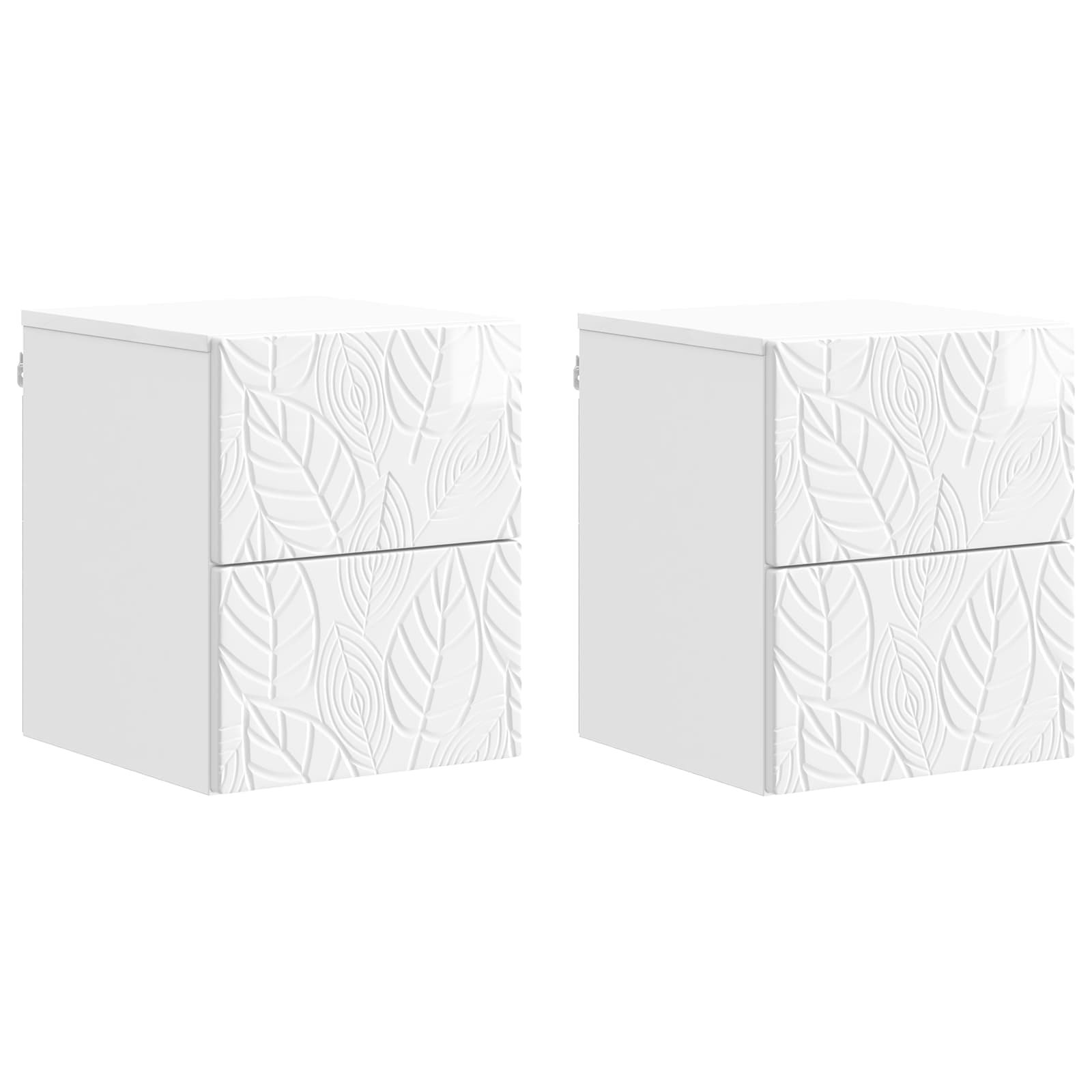 Cabinet de chevet mural 2 pcs Blanc brillant 34,5 x 33 x 40 cm - XIOS