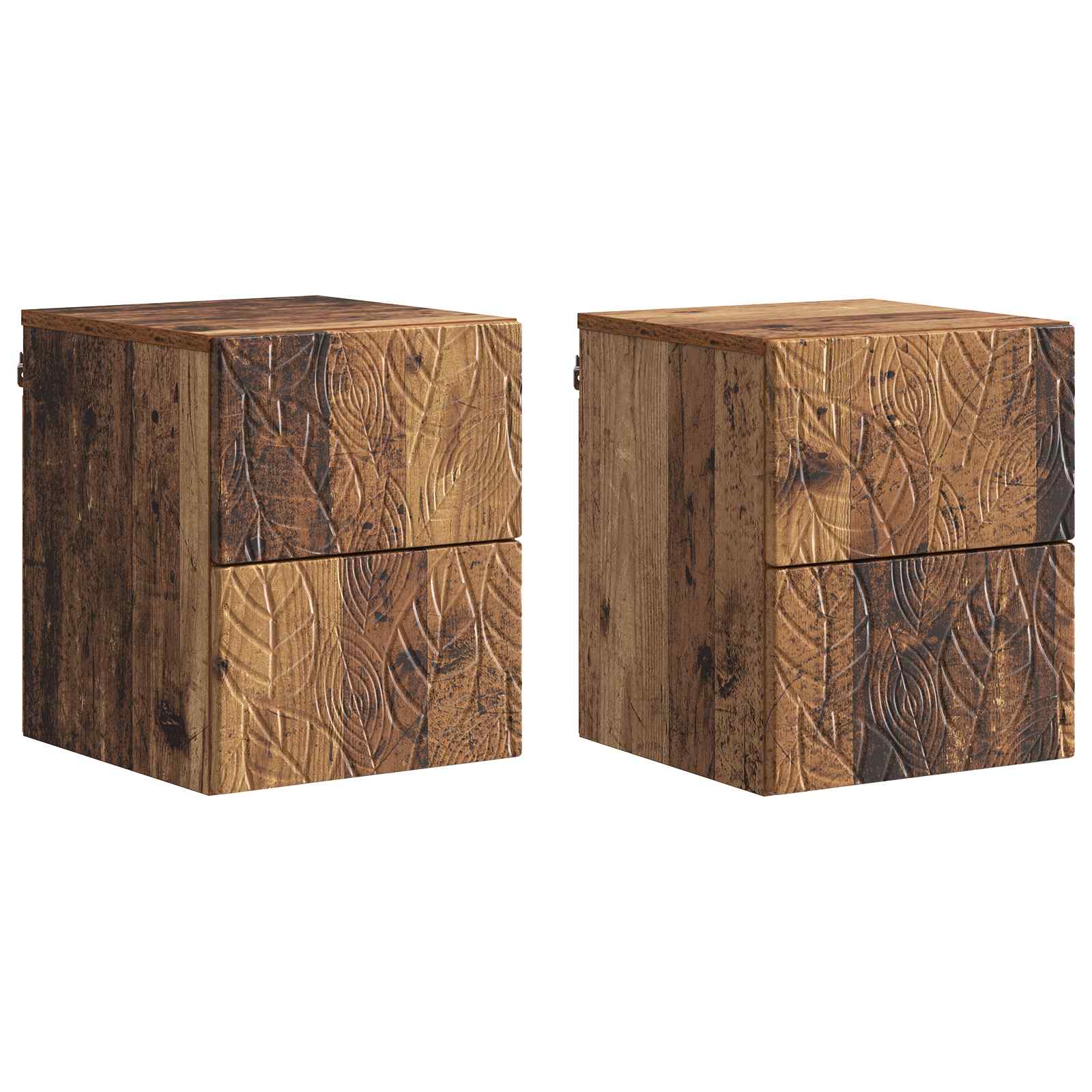Cabinet de chevet mural 2 pcs Bois ancien 34,5 x 33 x 40 cm - XIOS