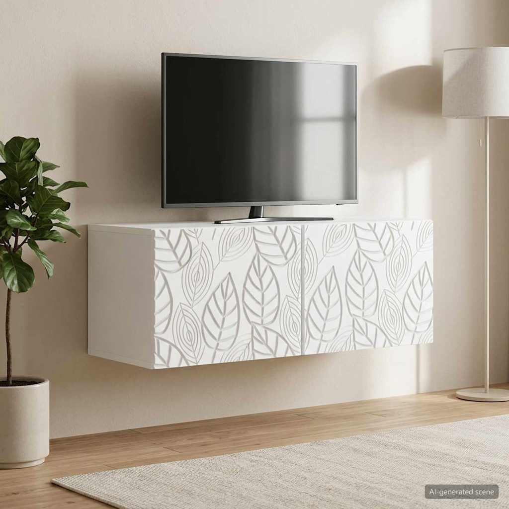 Meuble TV mural 59,5 x 41 x 30 cm Blanc Bois d'ingénierie - XIOS