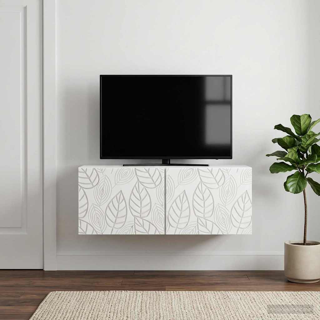 Meuble TV mural 59,5 x 41 x 30 cm Blanc Bois d'ingénierie - XIOS