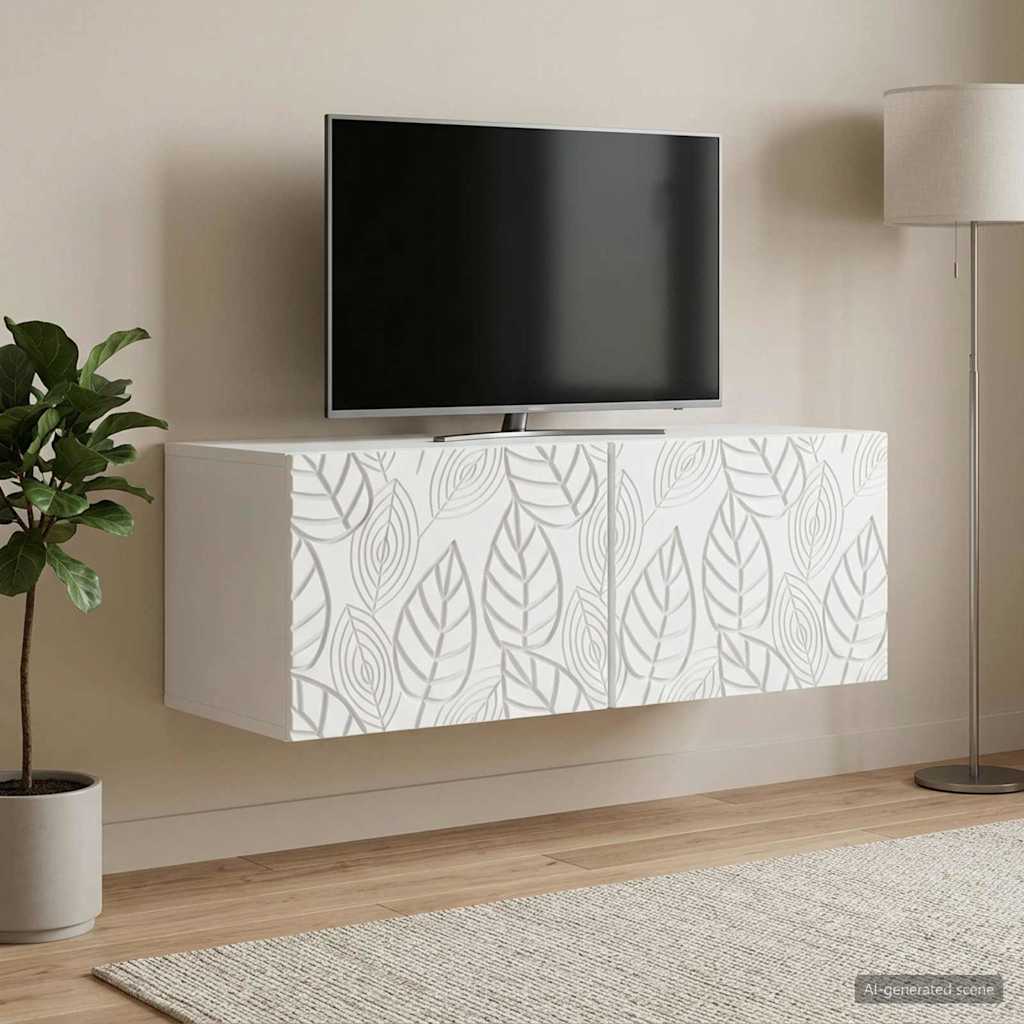 Meuble TV mural 78,5 x 41 x 30 cm Blanc Bois d'ingénierie - XIOS