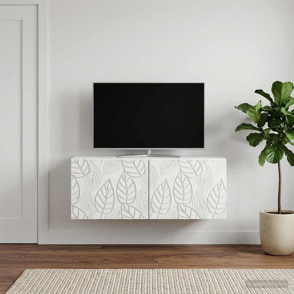 Meuble TV mural 78,5 x 41 x 30 cm Blanc Bois d'ingénierie - XIOS