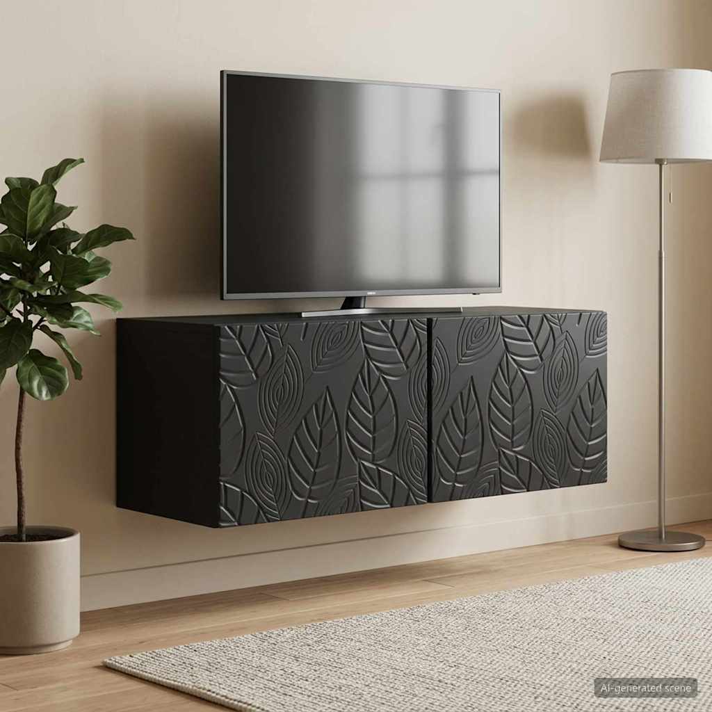Meuble TV mural 78,5 x 31 cm Noir Bois d'ingénierie - XIOS