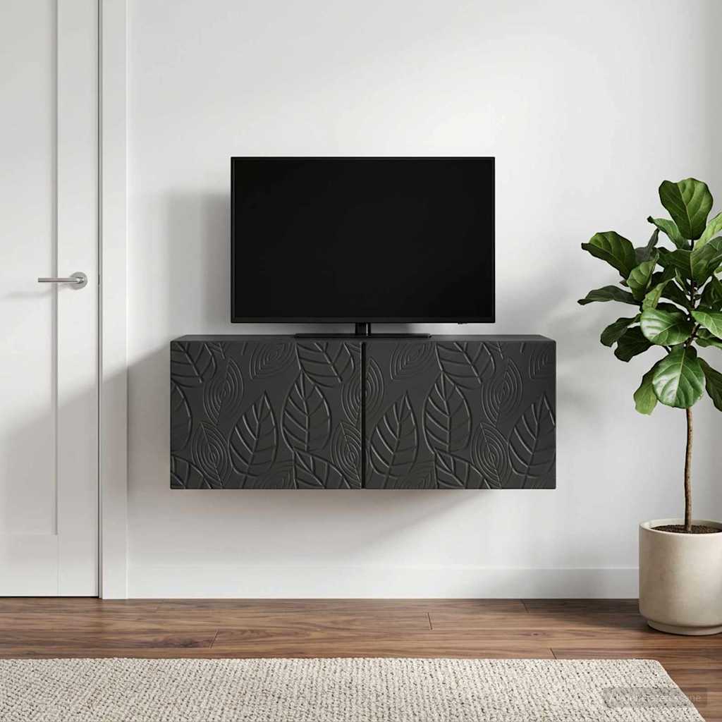 Meuble TV mural 78,5 x 31 cm Noir Bois d'ingénierie - XIOS