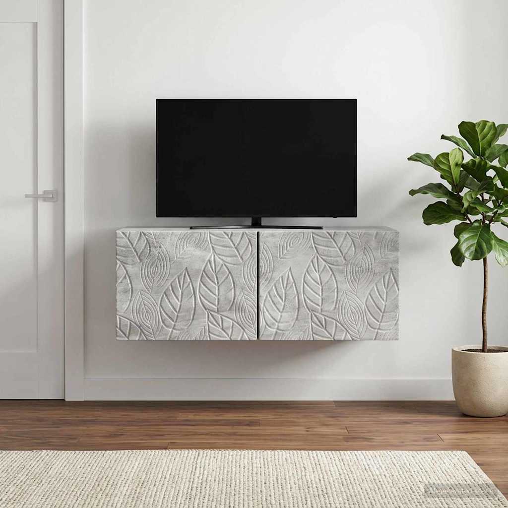 Meuble TV mural 98 x 31 cm Gris béton Bois d'ingénierie - XIOS