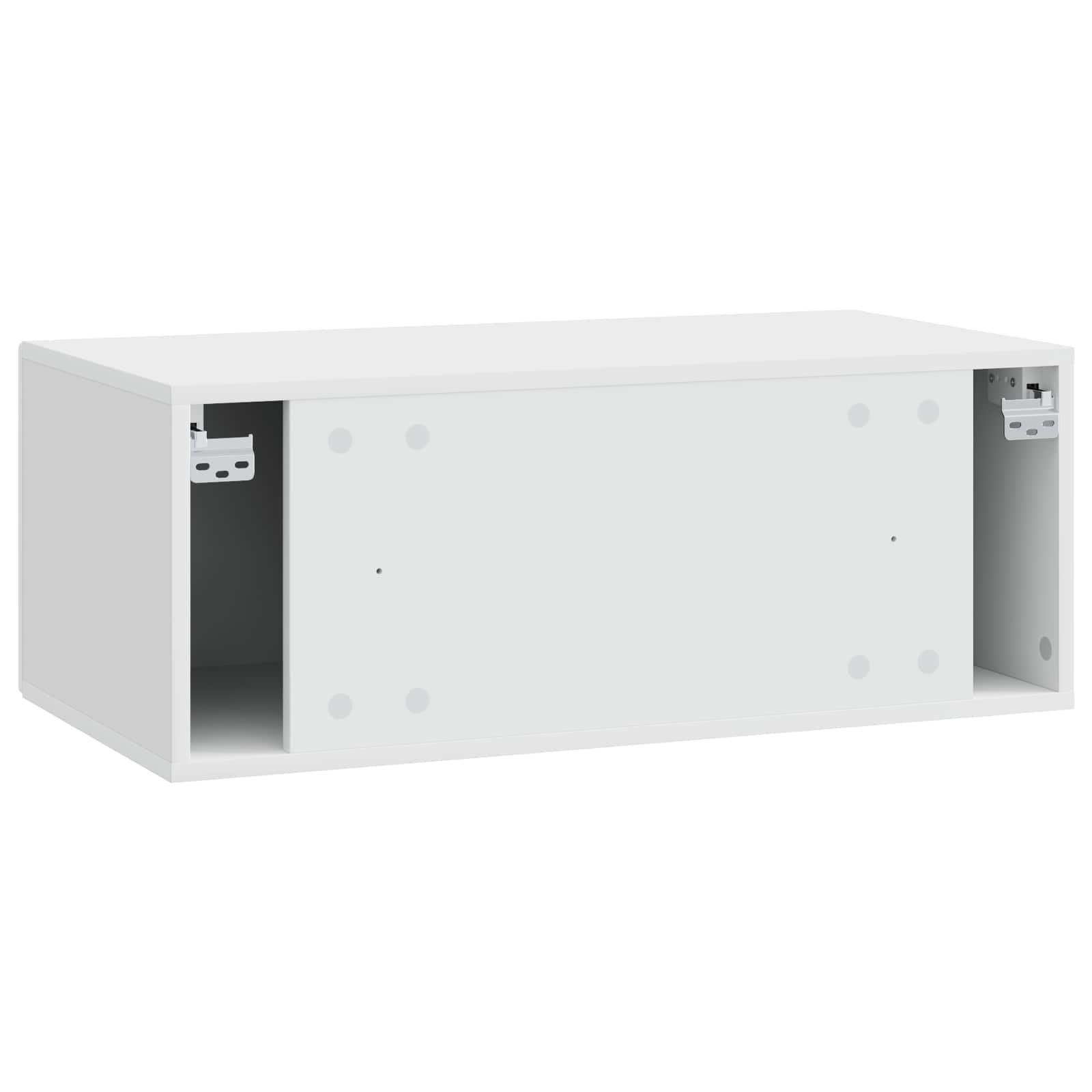 Meuble TV mural 98 x 31 cm Blanc brillant Bois d'ingénierie - XIOS