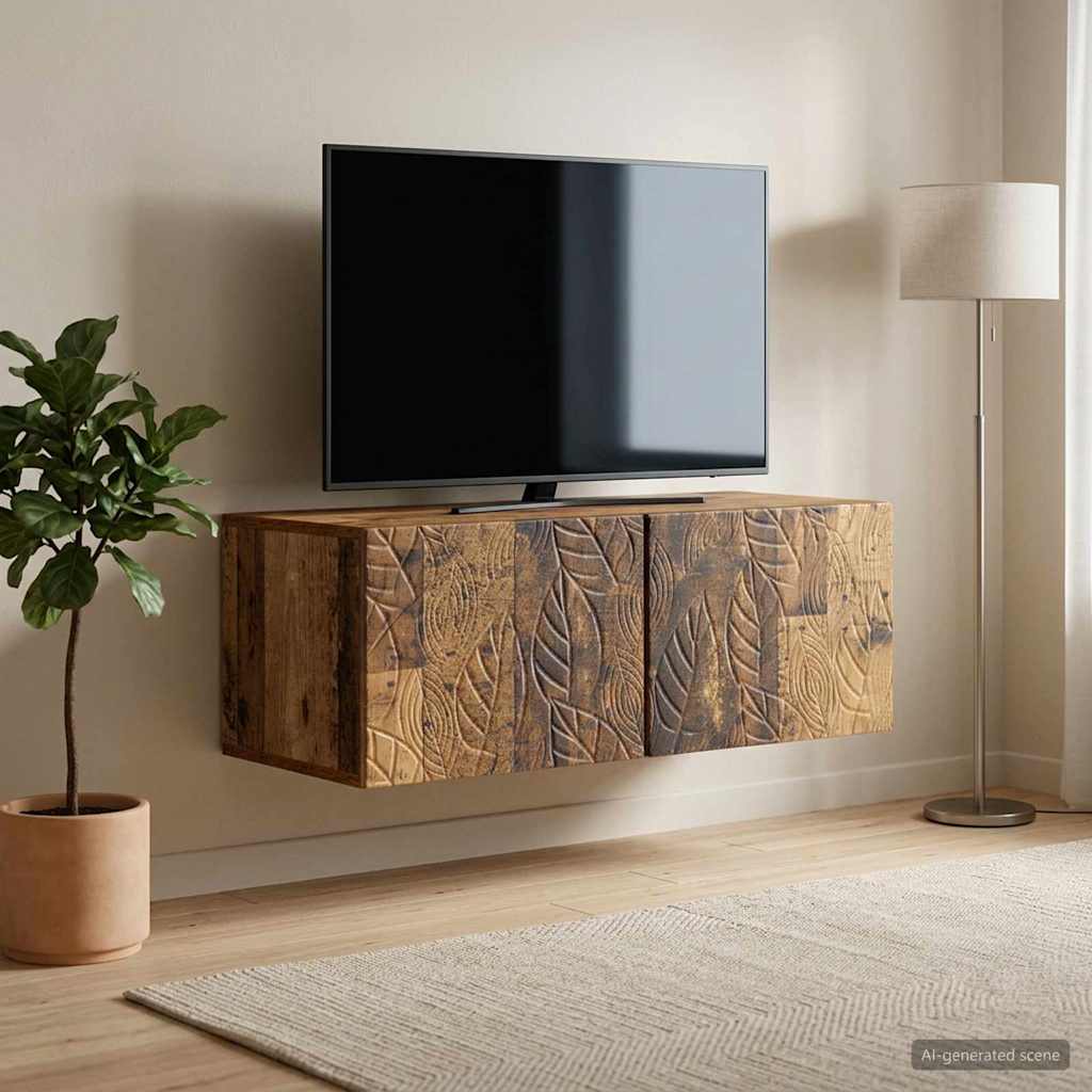 Meuble TV mural 98 x 31 cm Bois ancien Bois d'ingénierie - XIOS