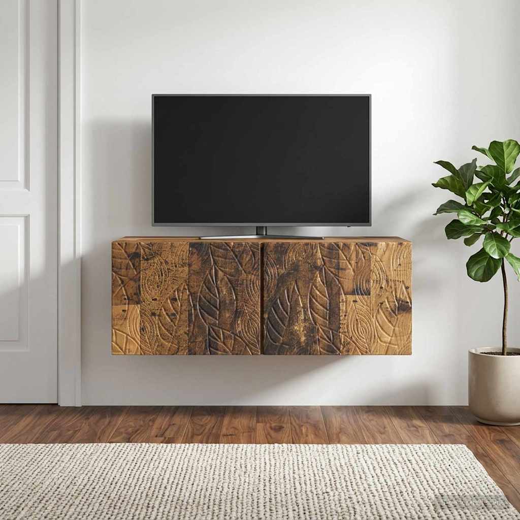 Meuble TV mural 98 x 31 cm Bois ancien Bois d'ingénierie - XIOS
