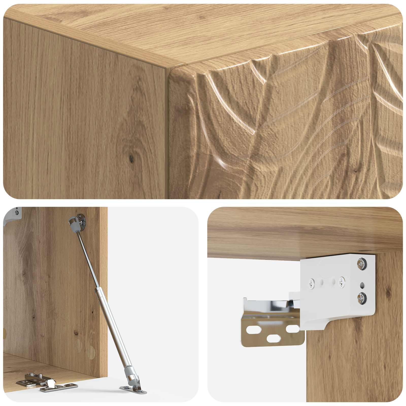 Meuble TV mural 98 x 31 cm Chêne artisanal Bois d'ingénierie - XIOS