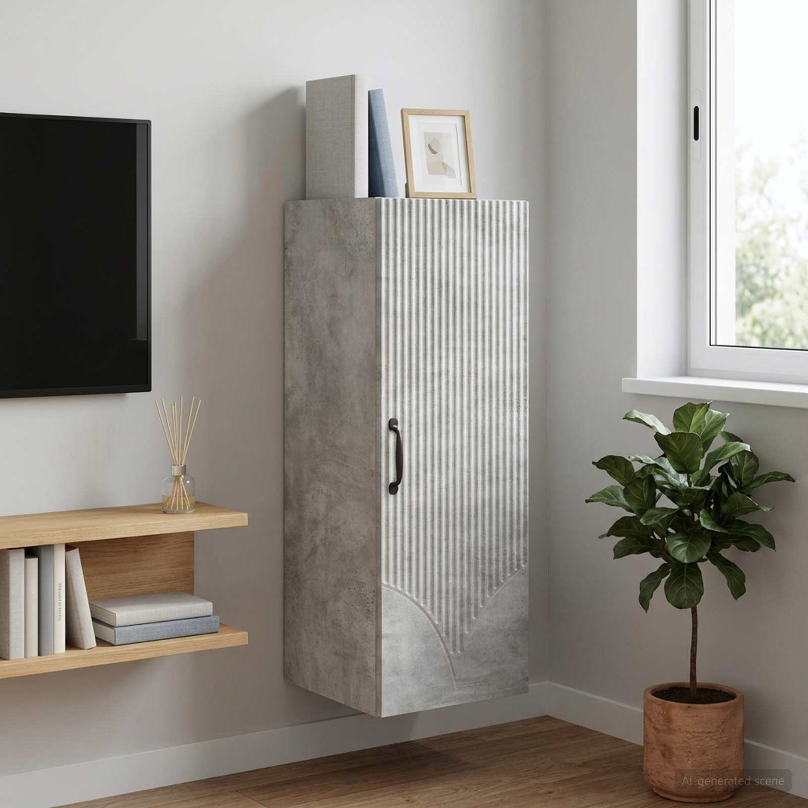 Armoire Murale Gris béton 33 x 34,5 x 90 cm Bois d'ingénierie - XIOS
