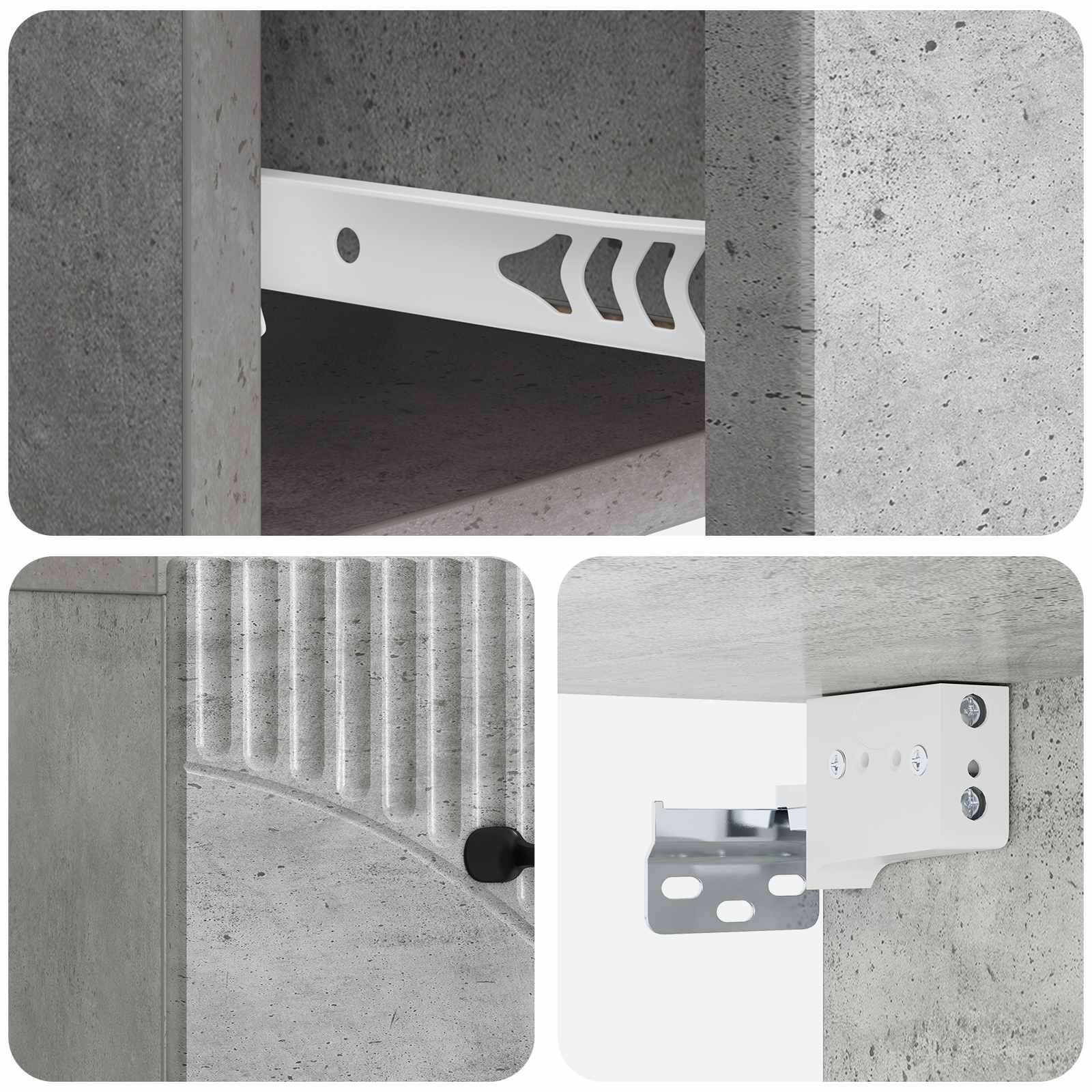 Cabinet de chevet mural 2 pc Gris béton 34,5 x 33 x 20 cm - XIOS