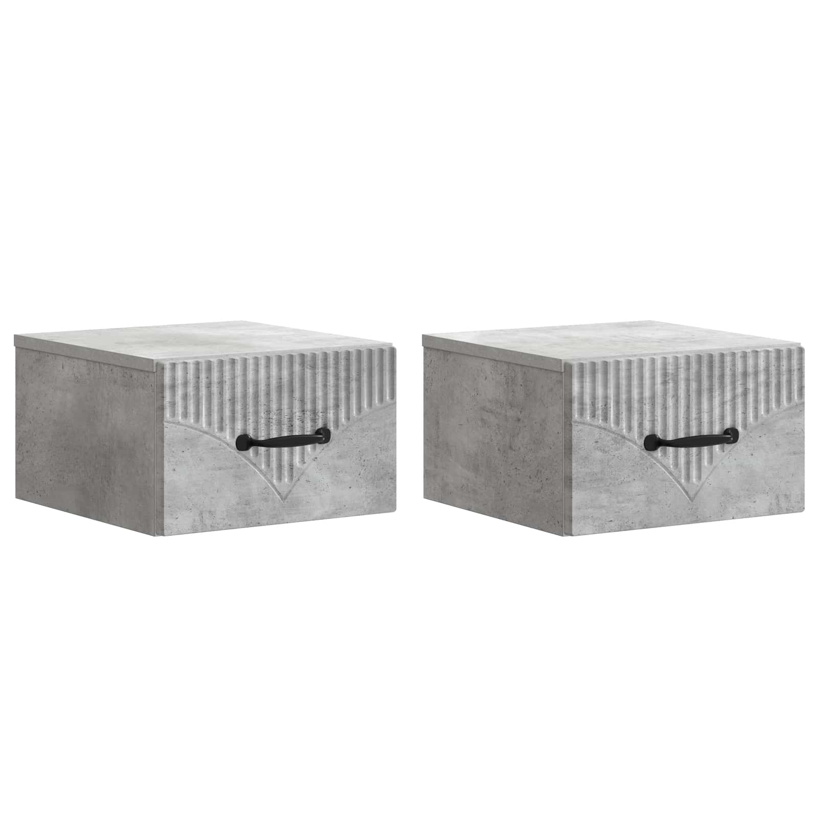 Cabinet de chevet mural 2 pc Gris béton 34,5 x 33 x 20 cm - XIOS