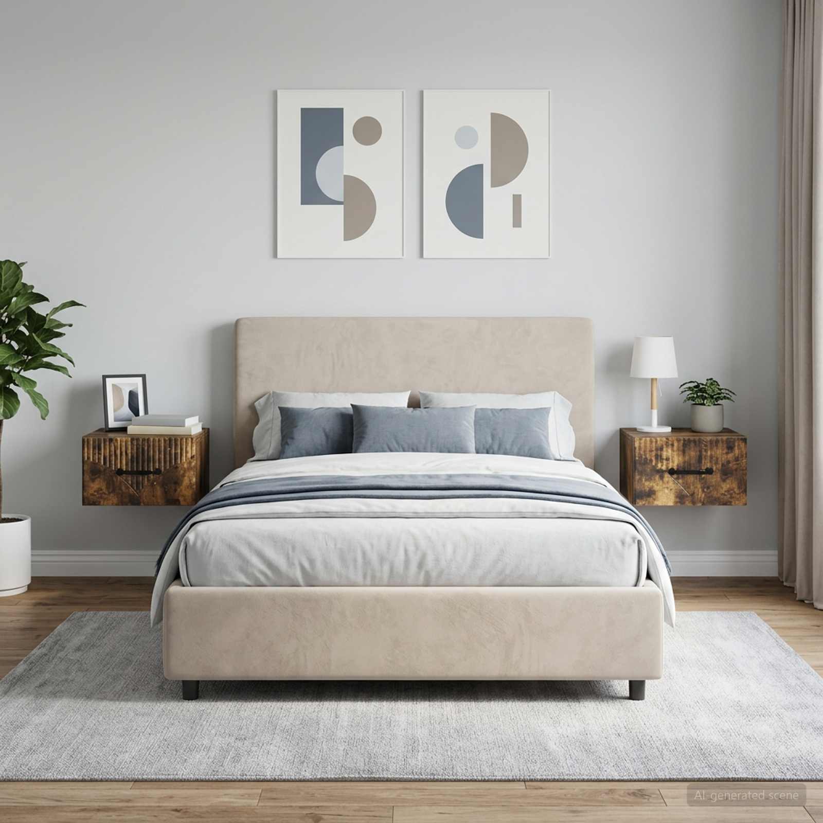 Cabinet de chevet mural 2 pc Chêne fumé 34,5 x 33 x 20 cm - XIOS