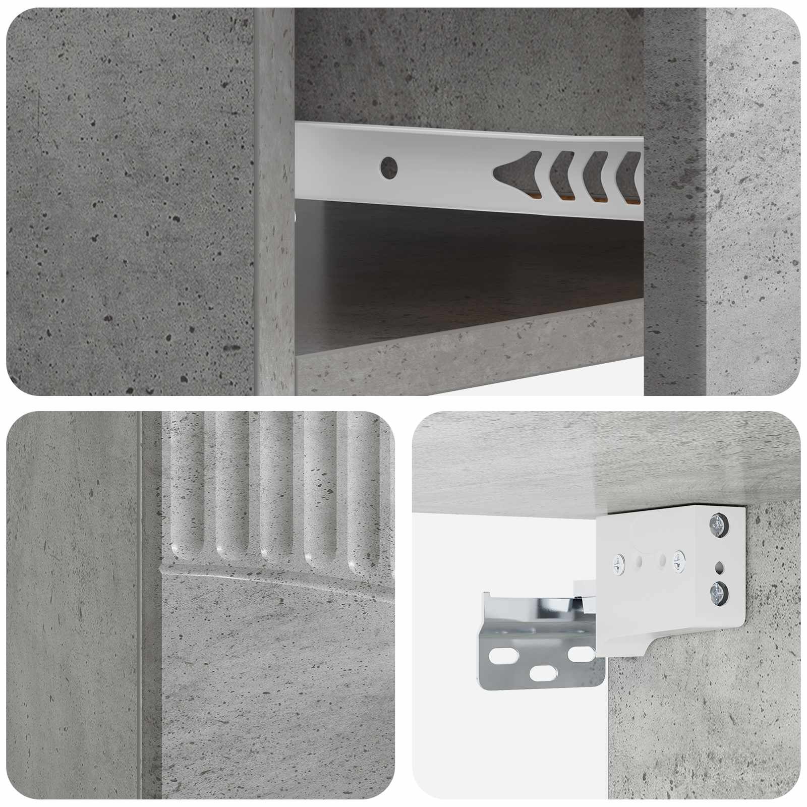 Cabinet de chevet mural 2 pcs Gris béton 49 x 34,5 x 20 cm - XIOS