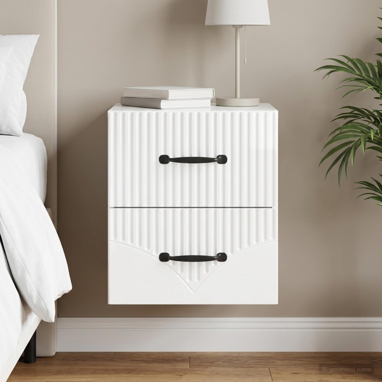 Cabinet de chevet mural Blanc brillant 34,5 x 33 x 40 cm - XIOS