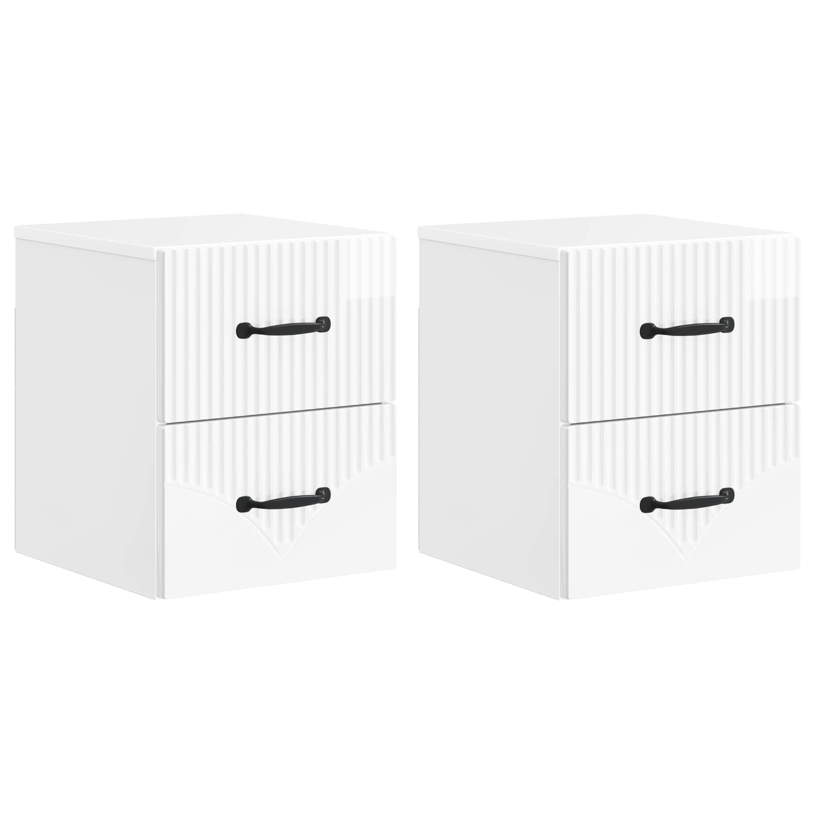Cabinet de chevet mural 2 pcs Blanc brillant 34,5 x 33 x 40 cm - XIOS